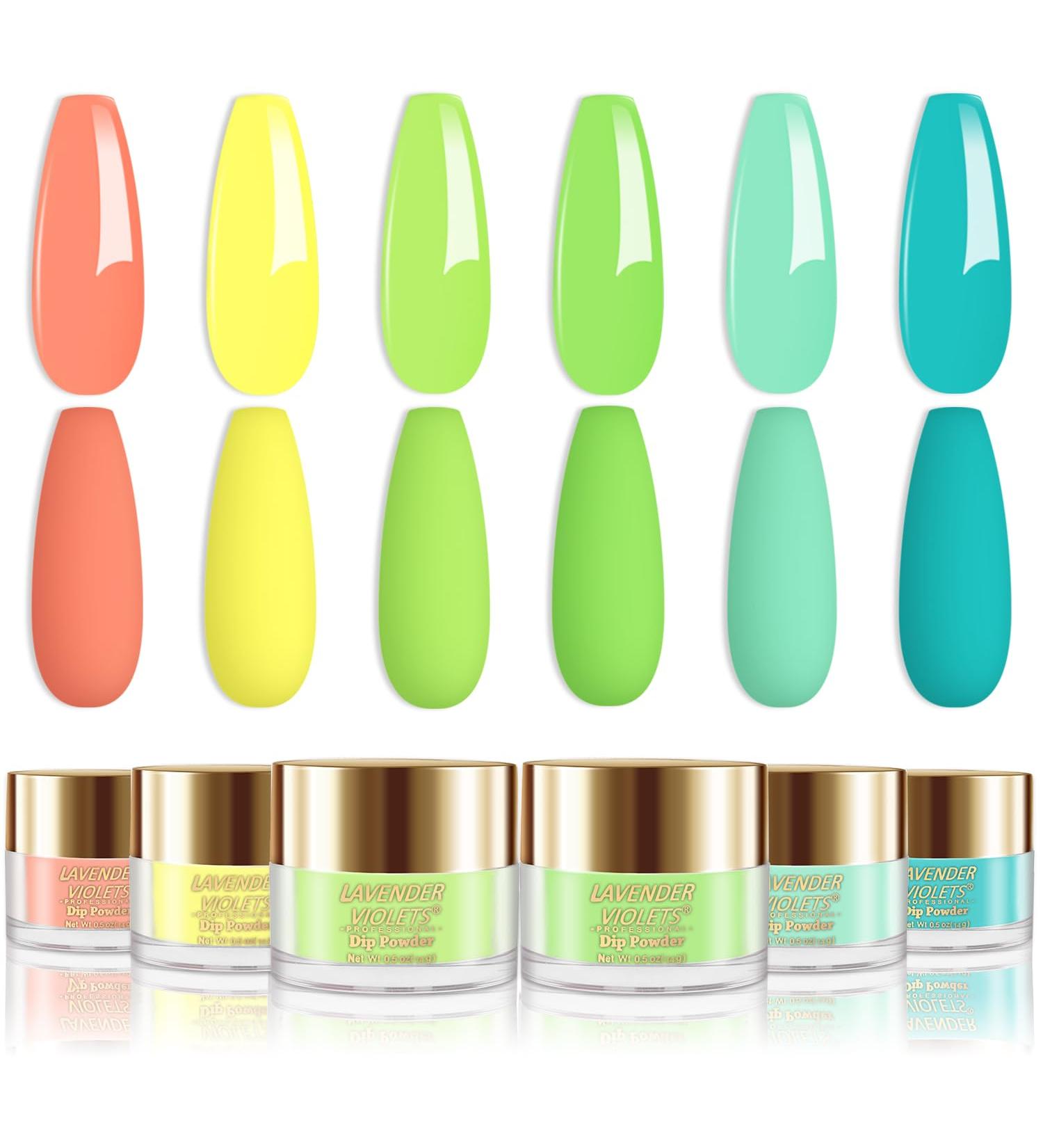 Lavender Violets 14g x 6 Colors Acrylic Dip Powder French Nail Art Manicure - Neon Yellow Green J211 - Buy Online on GoSupps.com