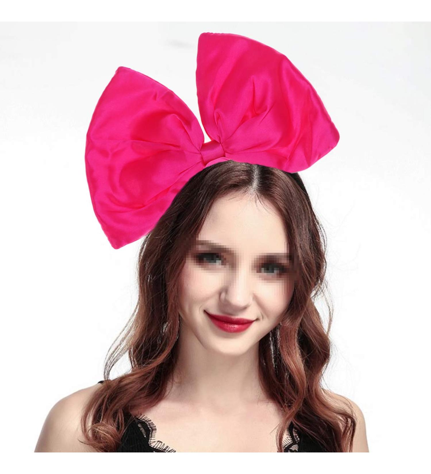 Minkissy Huge Bow Headband Candy Colored Hair Hoop Party Props Lovely Large Bowknot Hairband Party Props for Woman Girl(Rosy) - Buy Online on GoSupps.com