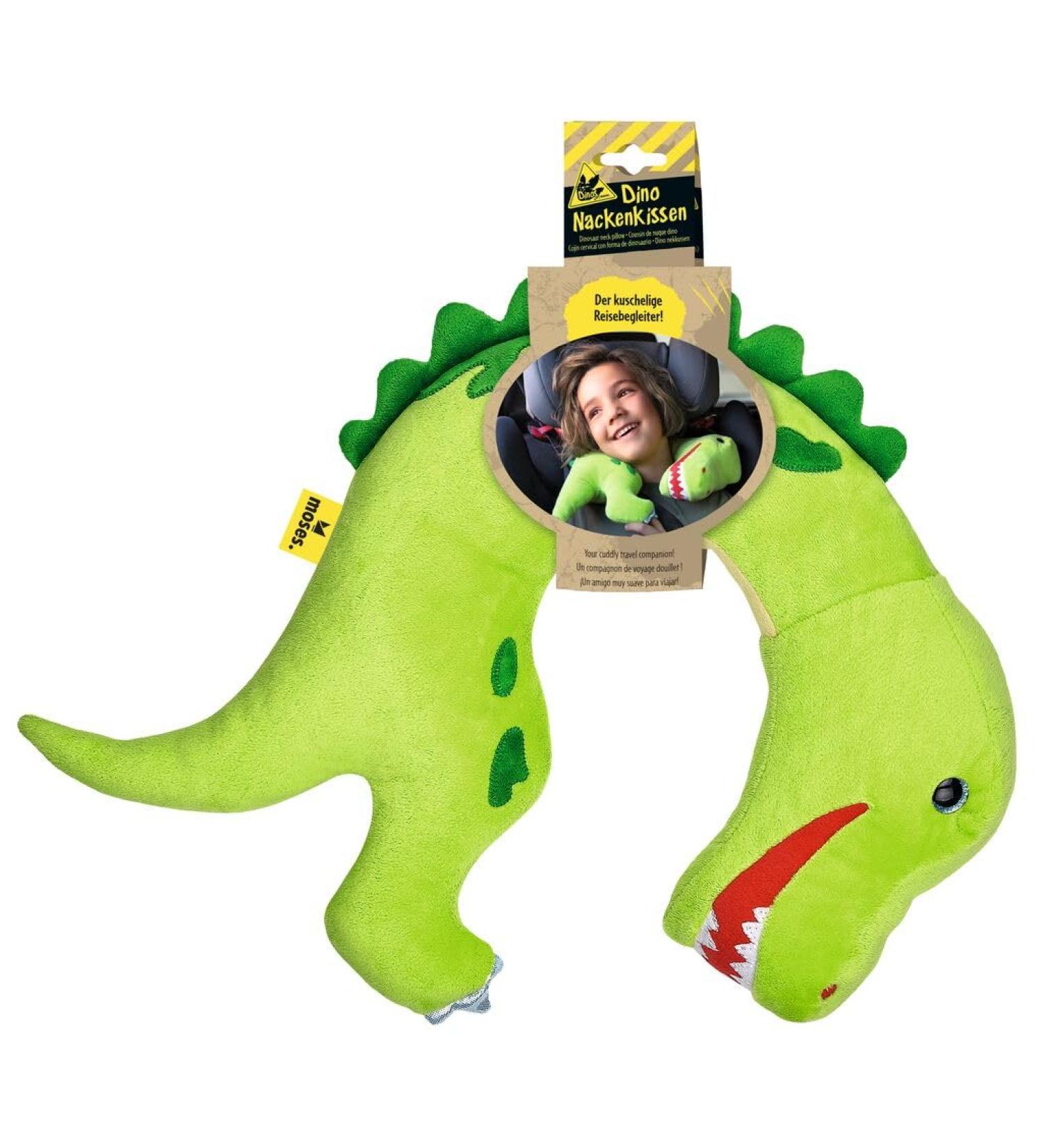 Moses.Dino T-Rex Nude Pillow | Plush Neck Pillow for Kids | Ideal Travel Companion | Green Tyrannosaurus-Rex | 1 Pack - Buy Online on GoSupps.com