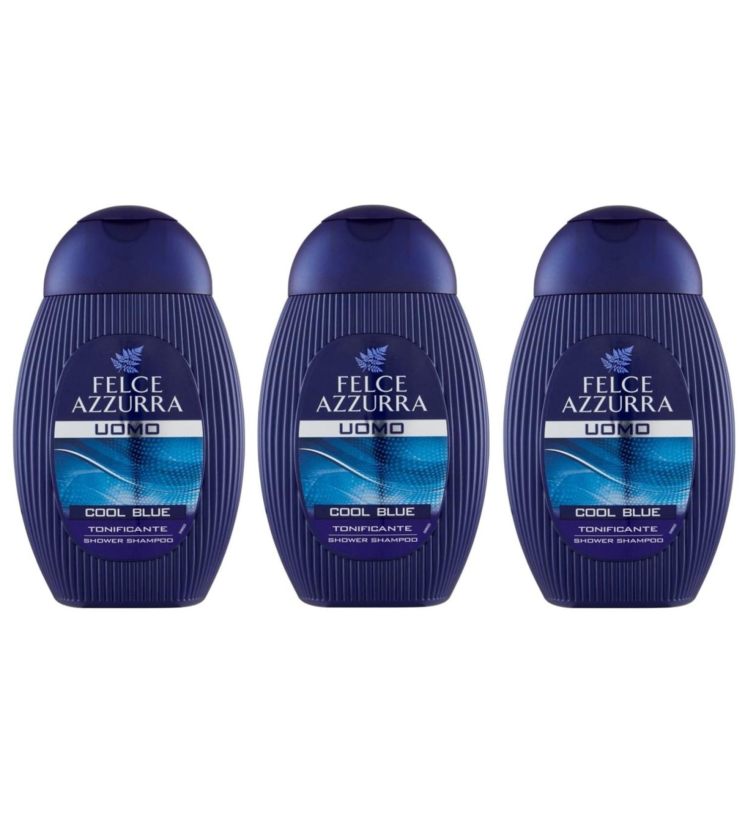  Felce Azzurra 3 x Foug re Azzurra Men's Shower Shampoo Cool Blue Invigorating Shower Shampoo 250 ml - Buy Online on GoSupps.com
