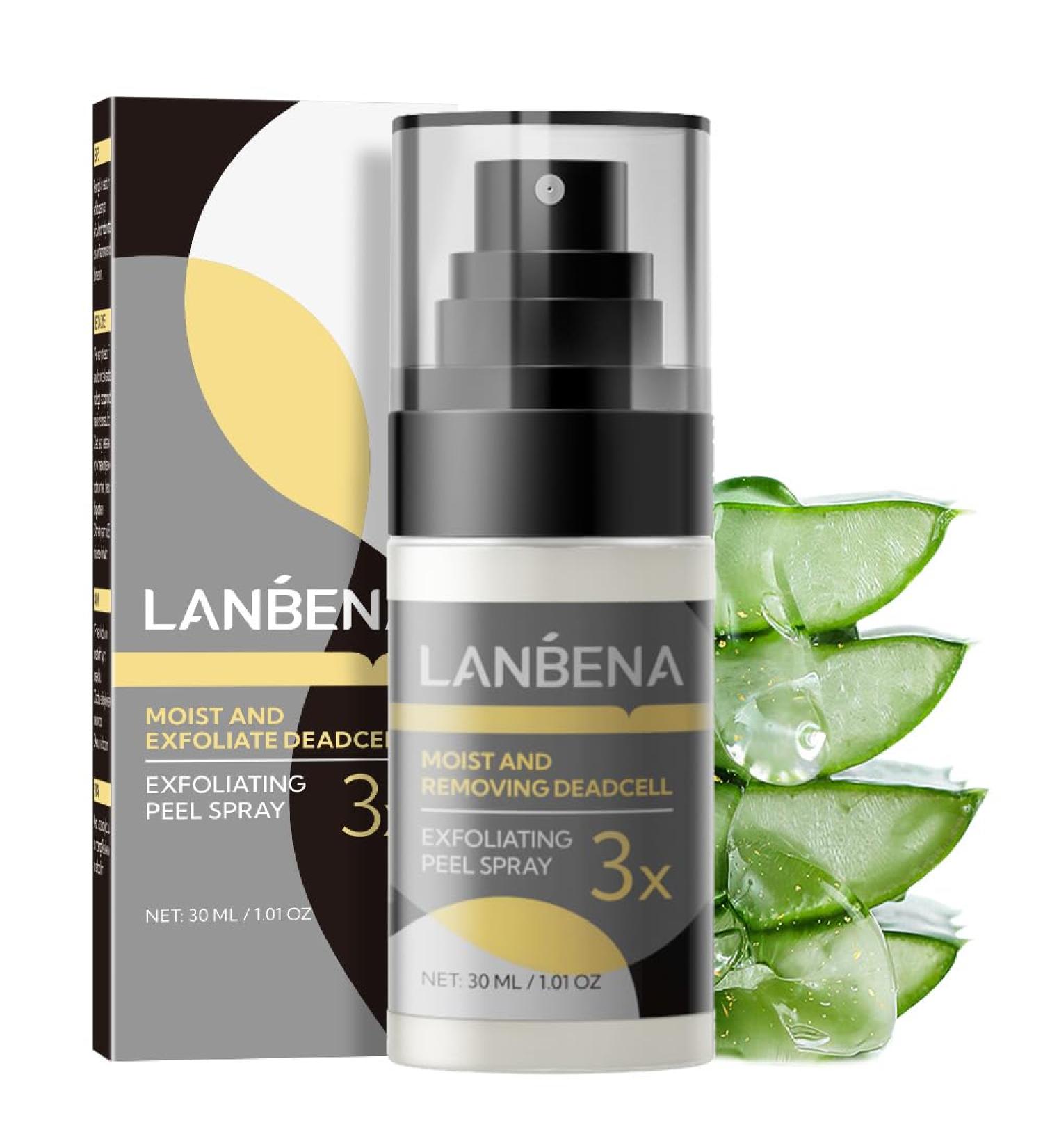 LANBENA Body and Face Peeling Spray - Exfoliating Care for Hands Knees Elbows & More with Natural Aloe Vera - 30ml International Shipping Available - Buy Online on GoSupps.com