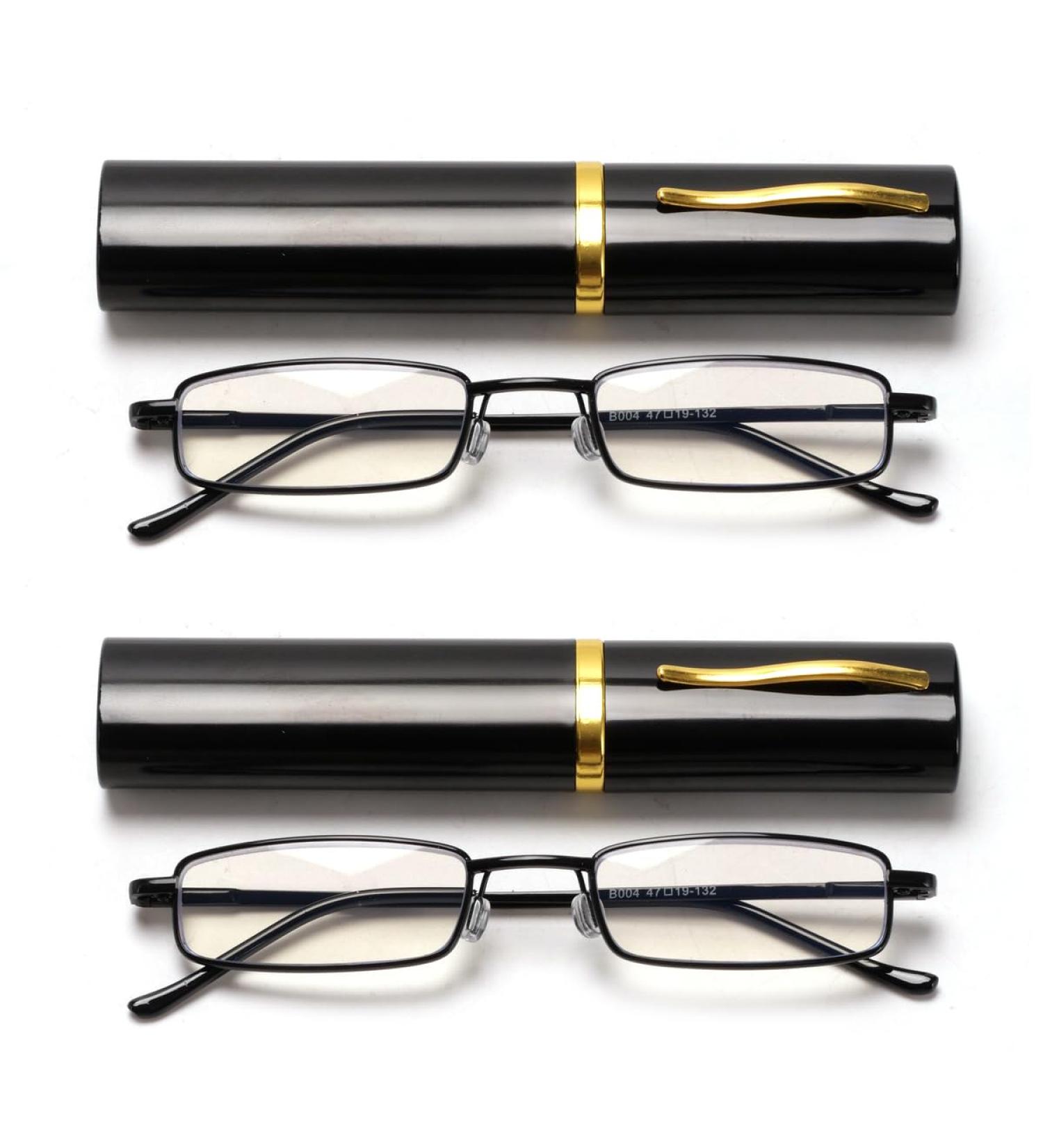 VANANA Slim Pocket Reading Glasses - Blue Light Blocking Lens Compact Magnifying Readers Unisex Pack of 2 (Black 3.0x) - International Shipping Available - Buy Online on GoSupps.com