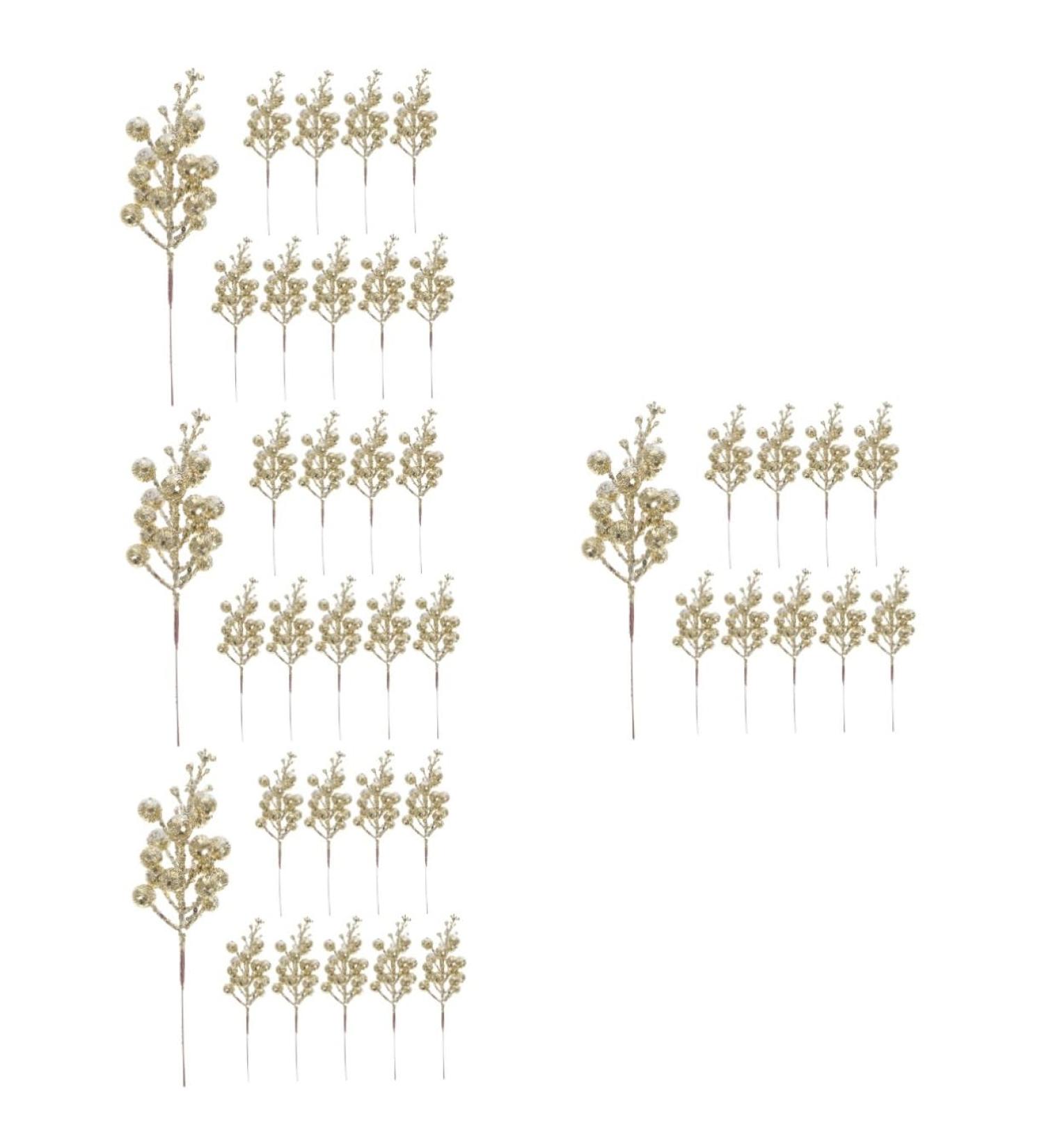 HOMSFOU 40 Pcs Christmas Imitation Berries Faux Winter Berry Sprigs Decorative Branch Gold Berry Picks Craft Berry Stems Cone Outdoor Plants Christmas Tree Picks Frosted Foam Blueberry Goldenx4pcs 19X5X5CMx4pcs - Buy Online on GoSupps.com