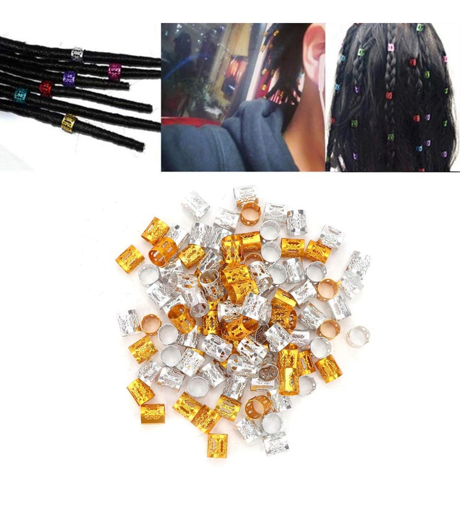 Hair Braid Cuff Hair Braid Rings Women Adjustable Beads Exquisite Patterns Wig Accessories Decorate Your Hair Hair Decoration Tool (Gold and silver mixed) - Buy Online on GoSupps.com