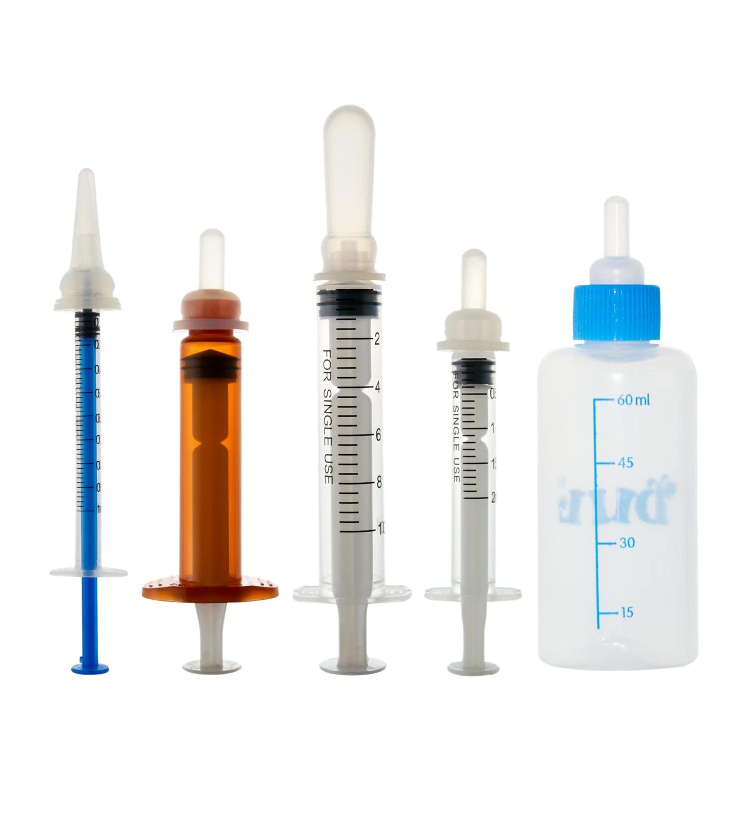 Pet Feeding Bottle & Syringe Set with Silicone Nipples - Ideal for Dogs, Cats, Puppies, and Wild Animals - Buy Online on GoSupps.com
