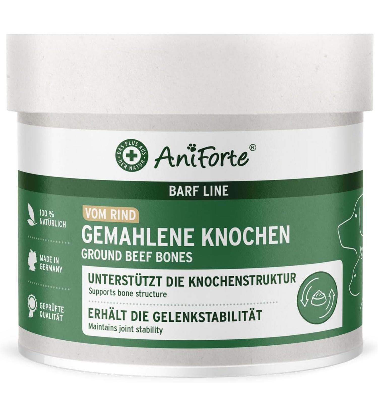 Aniforte Ground Bones for Dogs & Cats 500g - Natural Calcium & Joint Support Pure Beef Bone Flour for BARF Diet - Buy Online on GoSupps.com