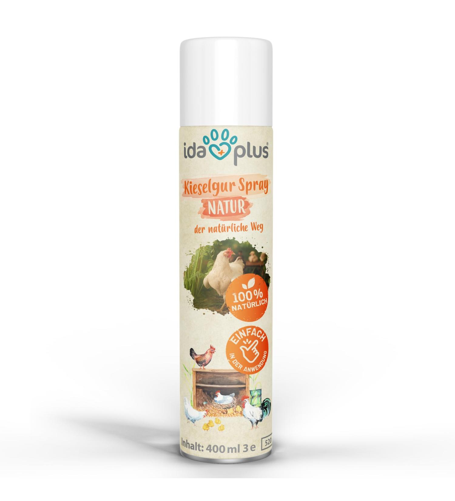 Ida Plus Kieselgur Spray 400ml - Natural Pebble Powder for Chickens & Quail - Easy Spray Can for Chicken Coop Care - Buy Online on GoSupps.com