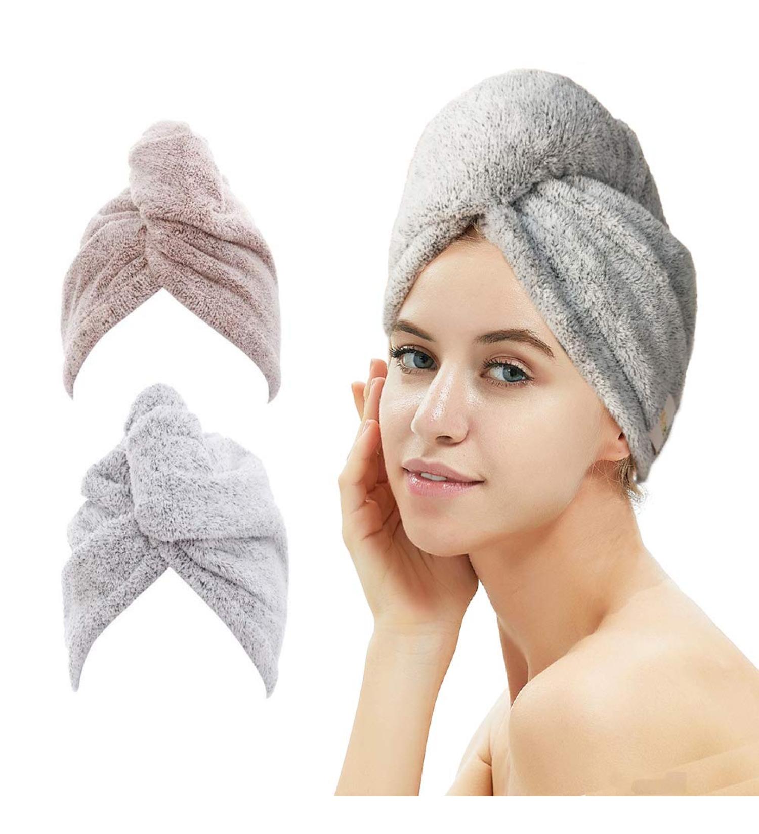 Shop M-bestl Hair Towel Turban - Quick-Dry Microfiber Towels (2 Pack) in Star Gray & Star Pink | Perfect for Fast Hair Drying - International Shipping Available - Buy Online on GoSupps.com