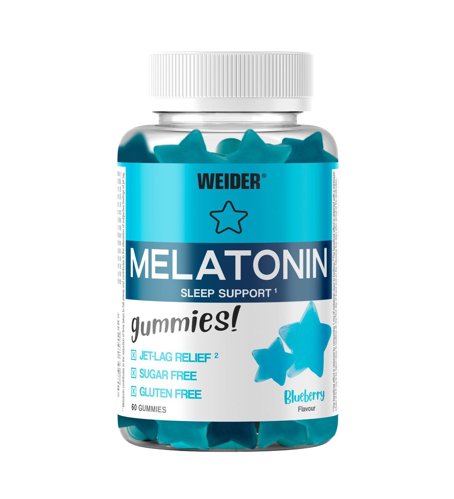 Weider Melatonin Gummies 1mg de m latonine gummies pour mieux dormir sommeil r parateur r ductions des effets du d calage horaire - sans gluten sans sucre 1 unit (Lot de 1) - Buy Online on GoSupps.com
