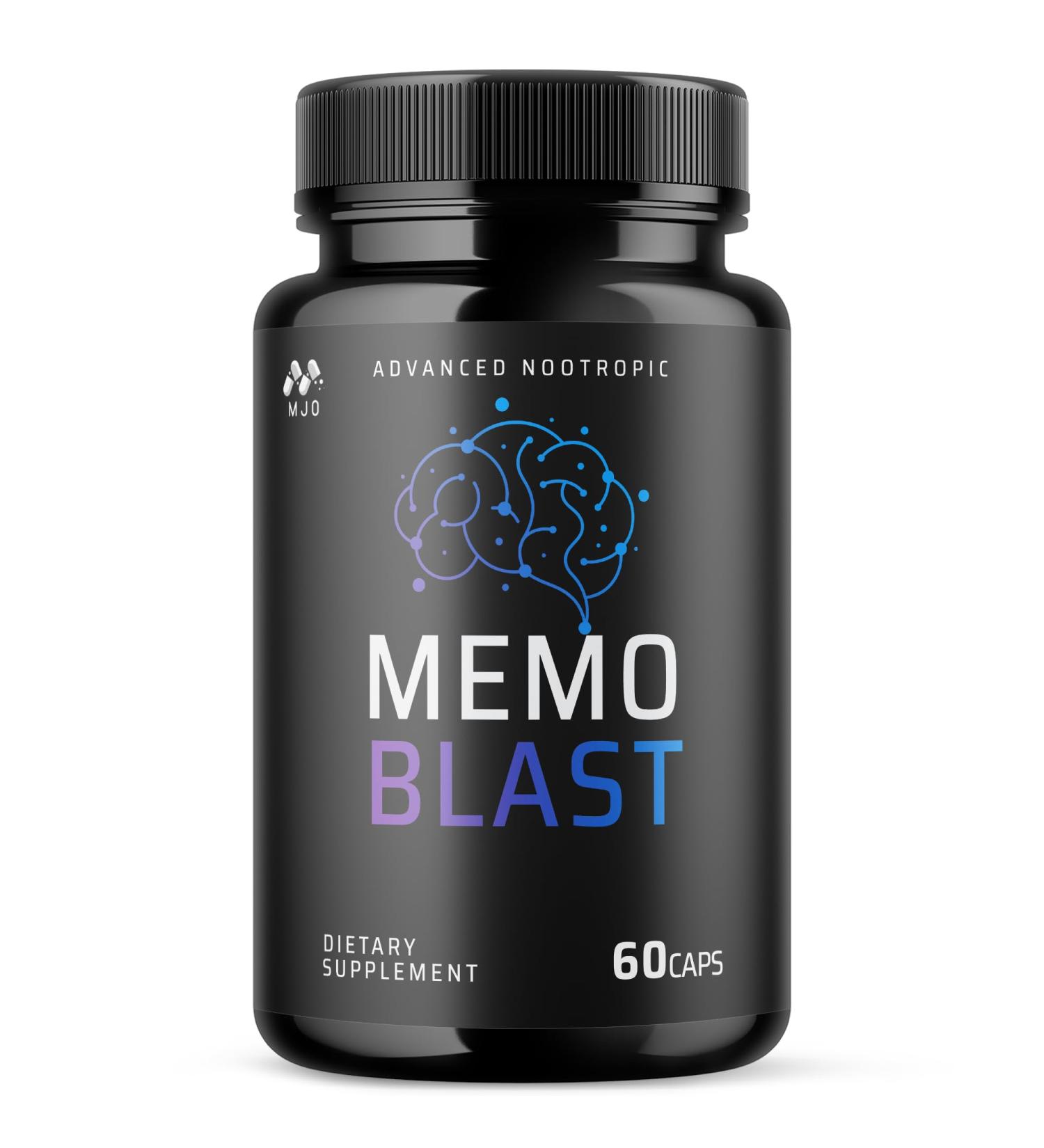 Memo Blast Capsules Official MemoBlast Supplement Pills with All Natural Ingredients Advanced Memo Blast Optimal Brain Health & Wellness Support with Premium Vitamins for Women & Men (60 Capsules) - Buy Online on GoSupps.com