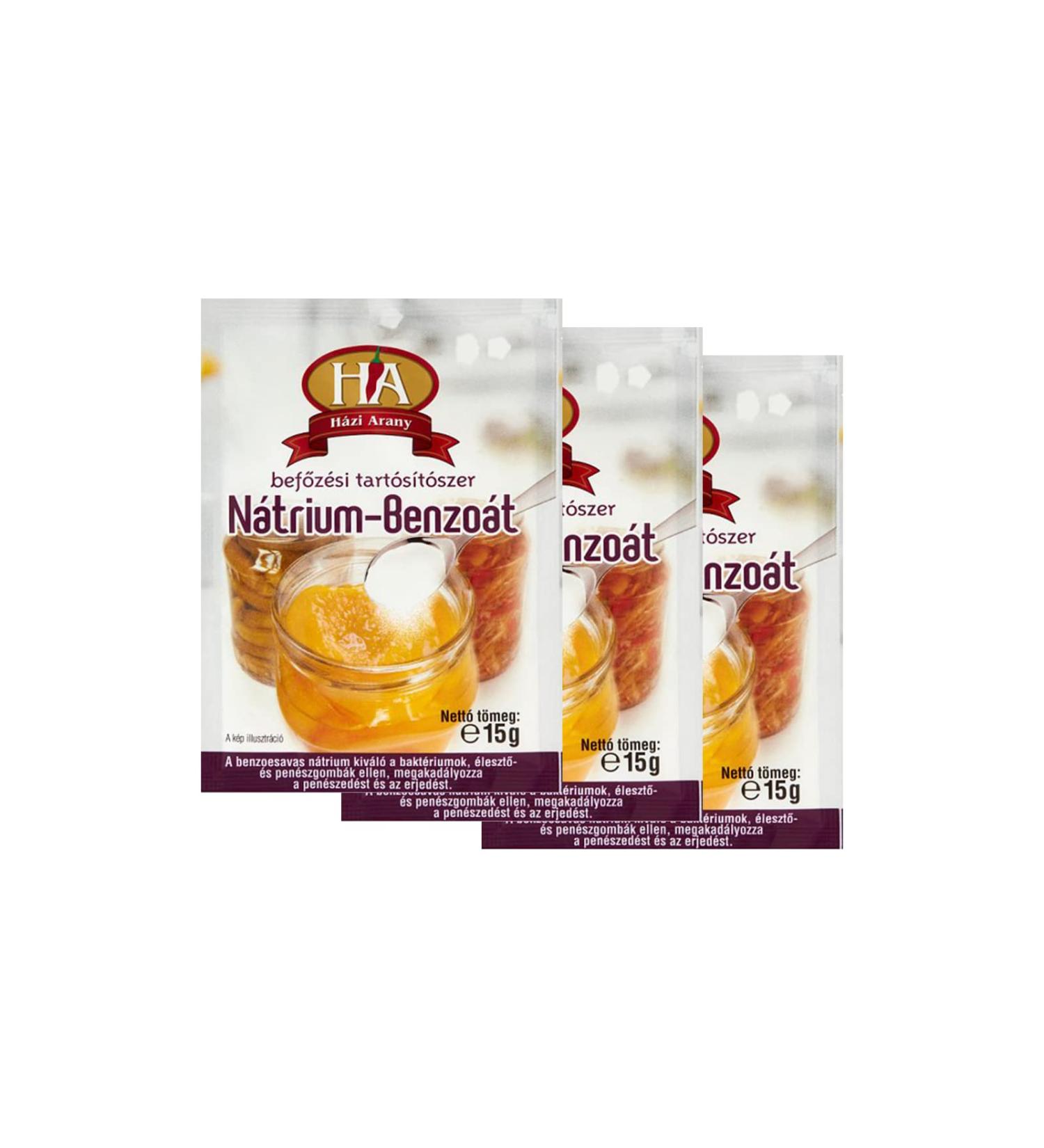 Hazi Arany Sodium Benzoate E211 for 10L Canning Preservative Liquid 15 g (Pack of 3)