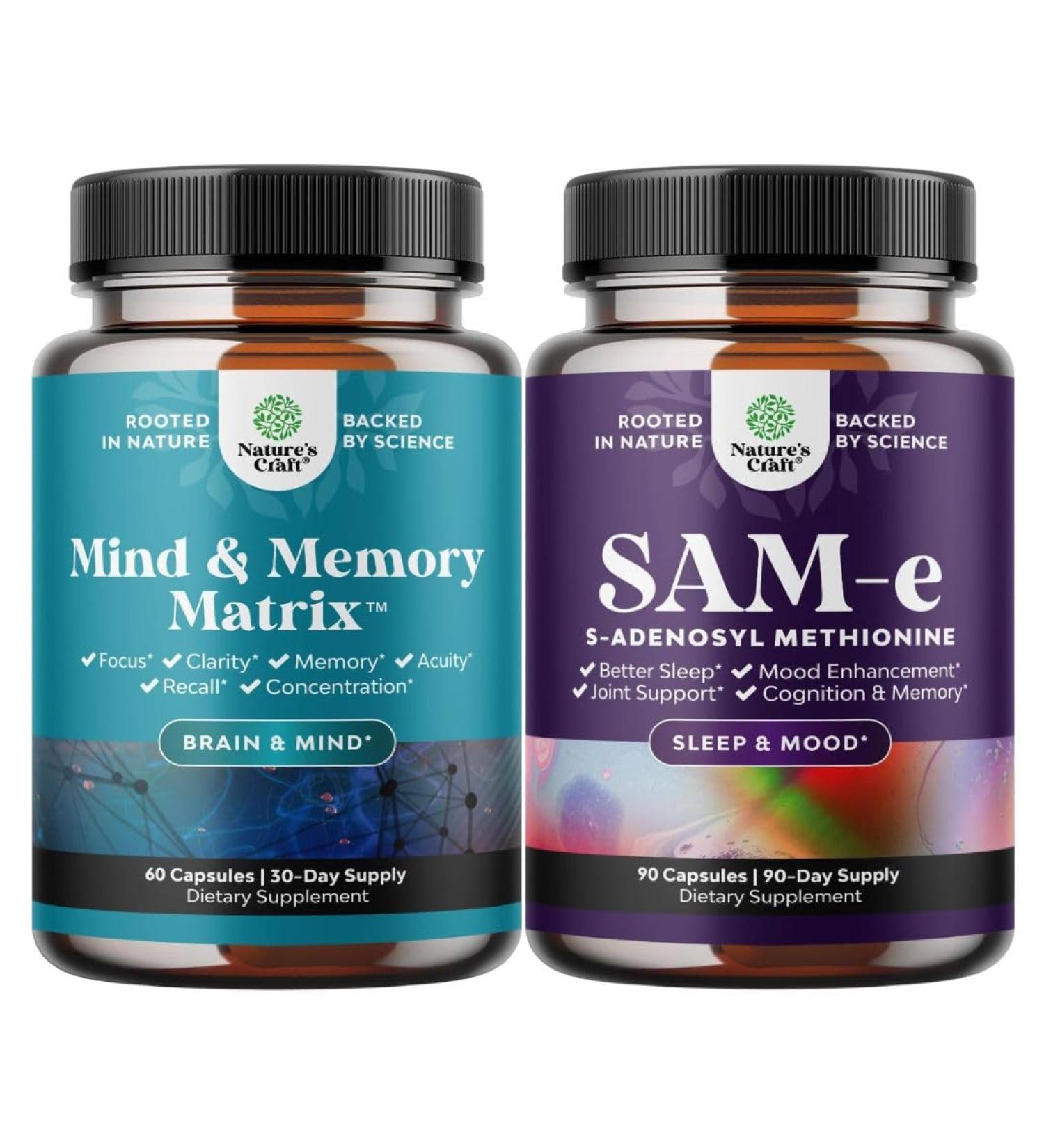 Bundle of Matrix Nootropic Brain Supplement for Memory and Focus Enhancement - Vitamins for Mental Health & Clarity and Pure Same Supplement 150mg for Memory & Brain Support Joint & Liver Health - Buy Online on GoSupps.com