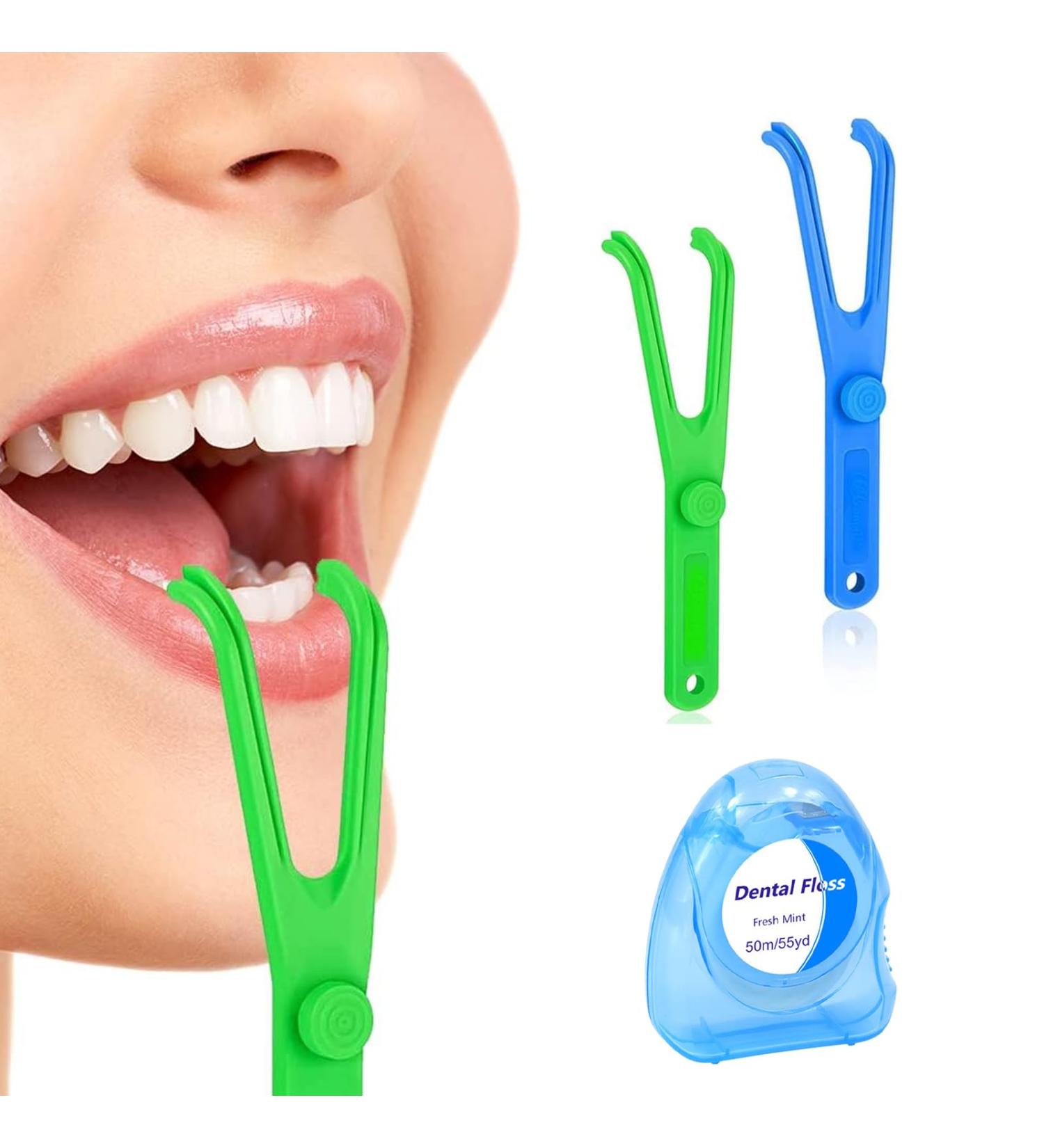 Dental Floss Holder Set - 2PCS Interdental Cleaning Tool for Oral Hygiene | Perfect for Families Hotels & Travel - Buy Online on GoSupps.com
