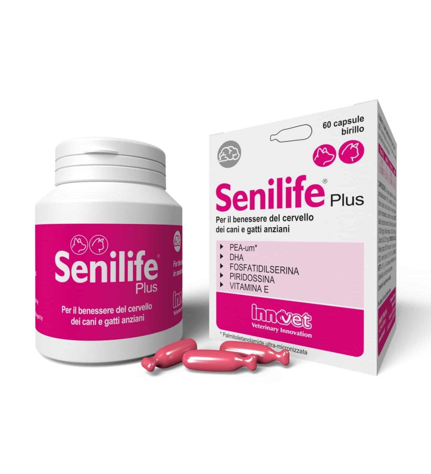 Senilife Plus for the well-being of the brain of older dogs and cats improves cognitive functions and memory for successful brain aging 60 single-dose capsules - Buy Online on GoSupps.com