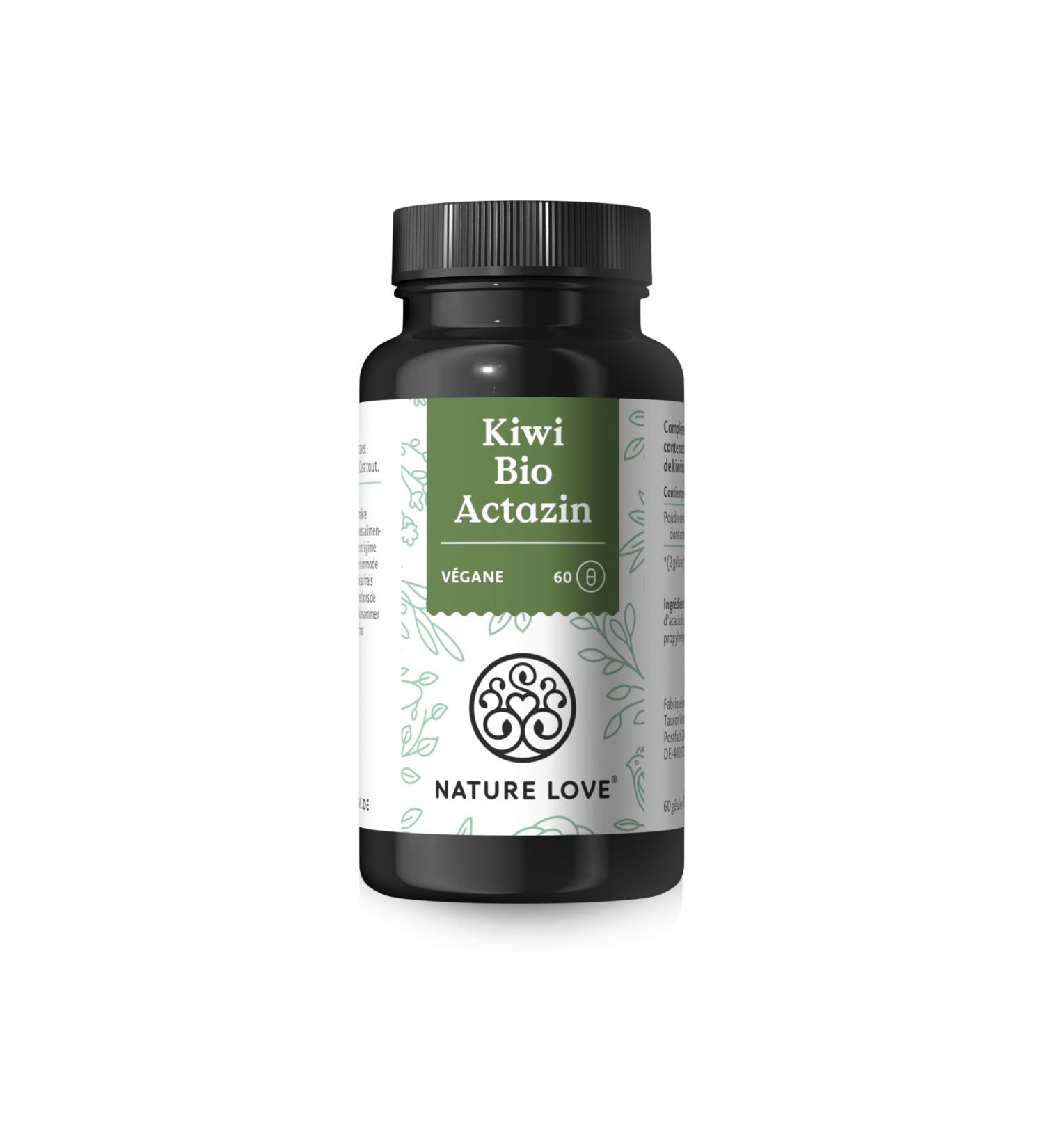 NATURE LOVE Organic Kiwi Powder - 60 capsules - 25000UA of actinidain per daily dose - ACTAZIN kiwi powder raw quality - organic vegan without unnecessary additives laboratory-controlled - Buy Online on GoSupps.com