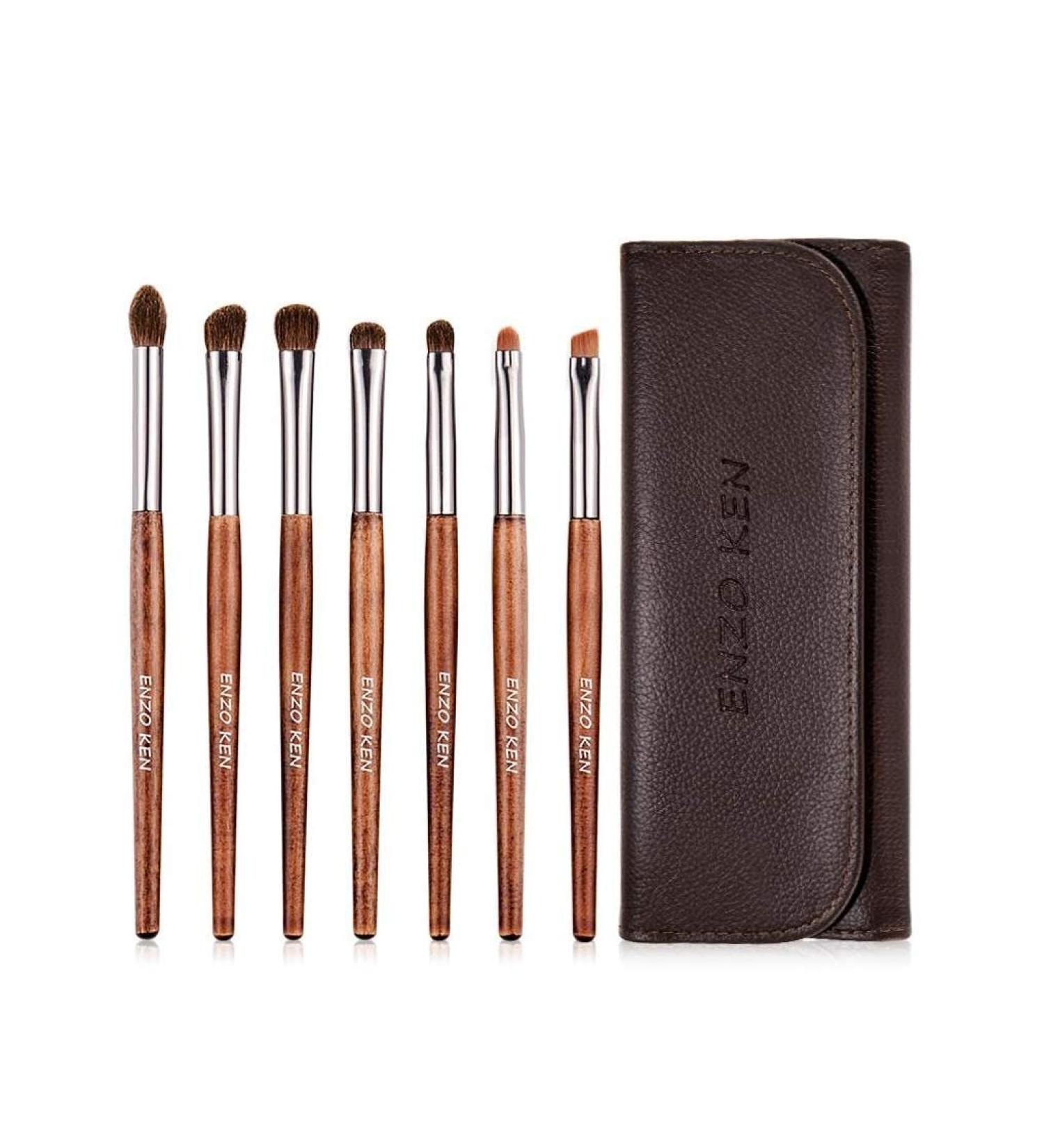 Natural Pony Hair Eyeshadow Brush Set with Travel Bag | Enzo Ken | Horse Hair Makeup Brushes for Eyebrows Eyeliner Contouring & Smoky Eyes | E200 - Buy Online on GoSupps.com