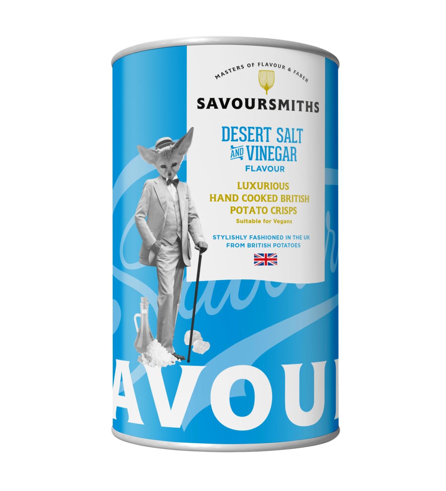 SAVOURSMITHS - Desert Salt and Vinegar Flavour Potato crisps Tin 100g