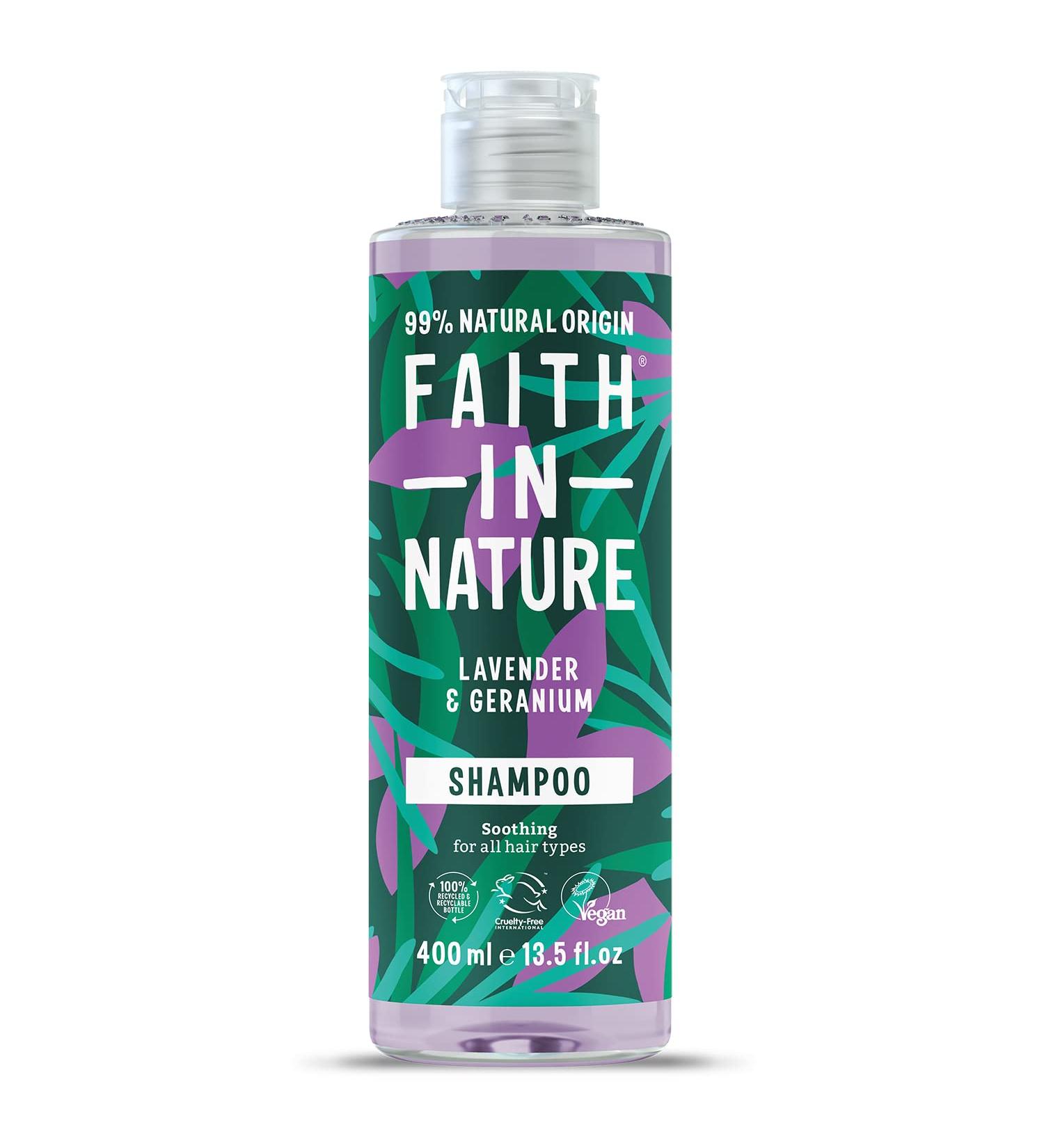Faith In Nature Lavender & Geranium Shampoo - Vegan & Cruelty Free - 400ml - Buy Online on GoSupps.com