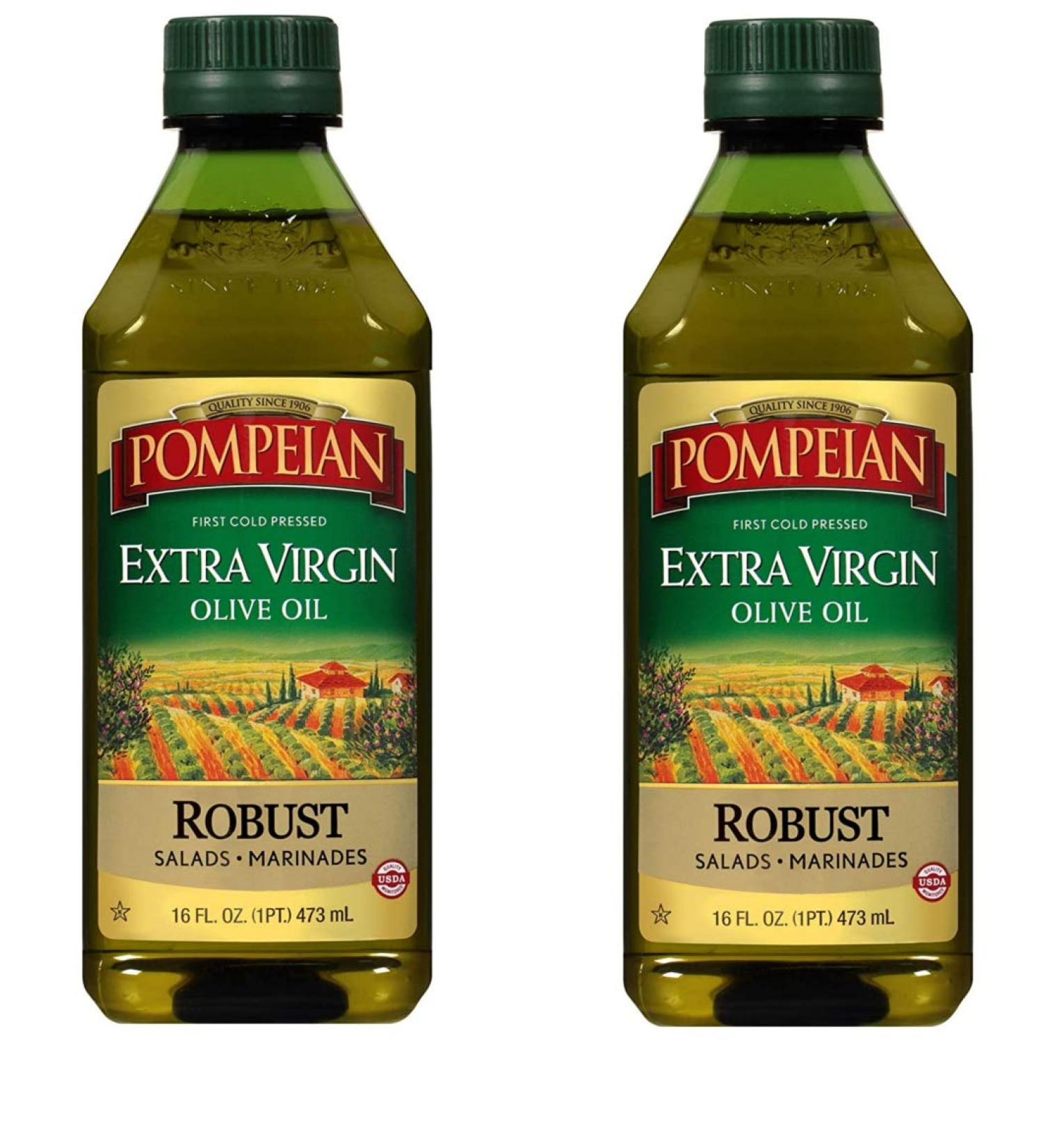 Pompeian Robust Extra Virgin Olive Oil - First Cold Pressed, Full-Bodied Flavor for Dressings & Marinades | 16 FL. OZ. - Buy Online on GoSupps.com