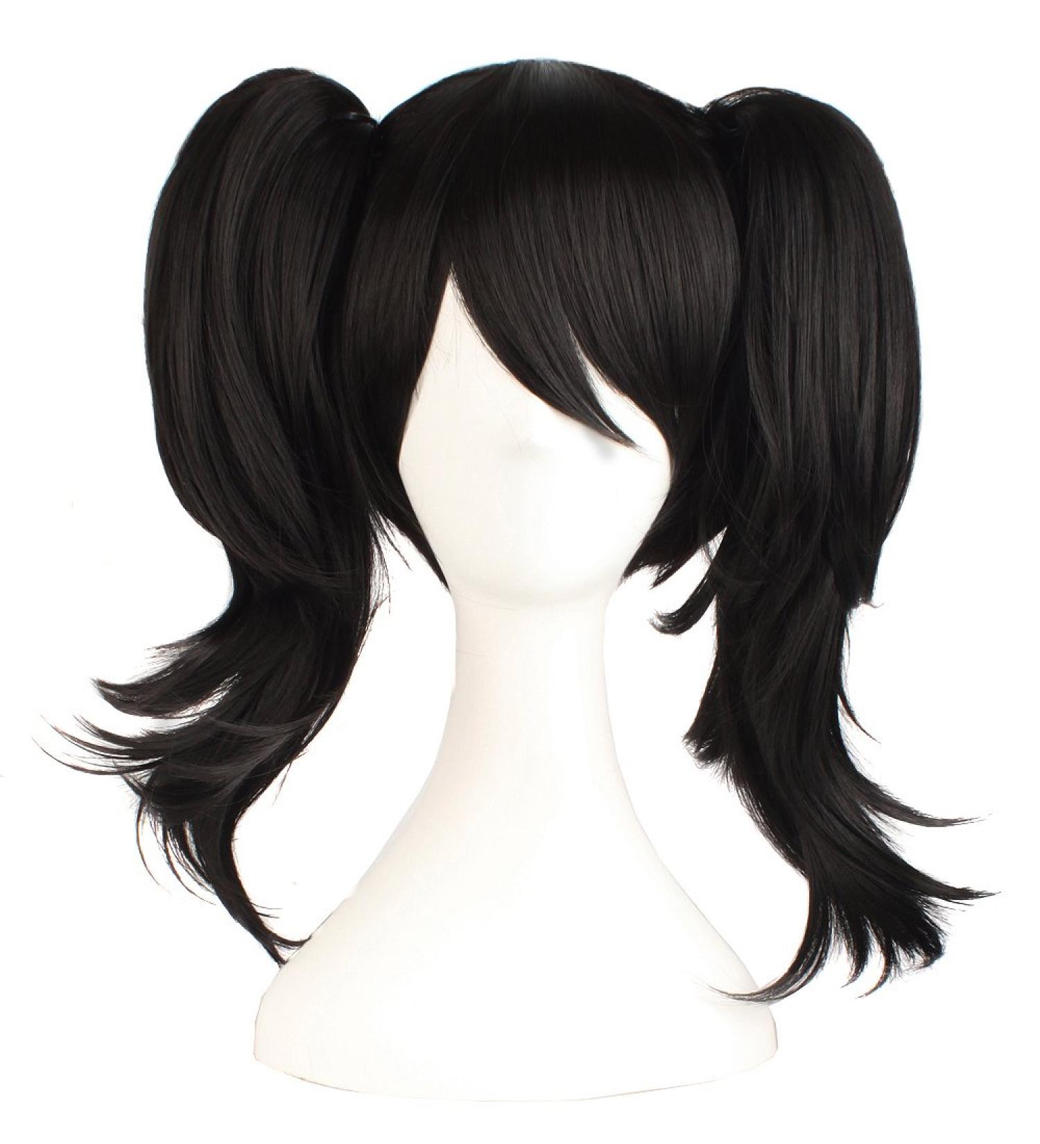 MapofBeauty 22 Short Hair Wig with 2 Ponytails for Girls - Complete Cosplay Set (Black) - International Shipping Available - Buy Online on GoSupps.com