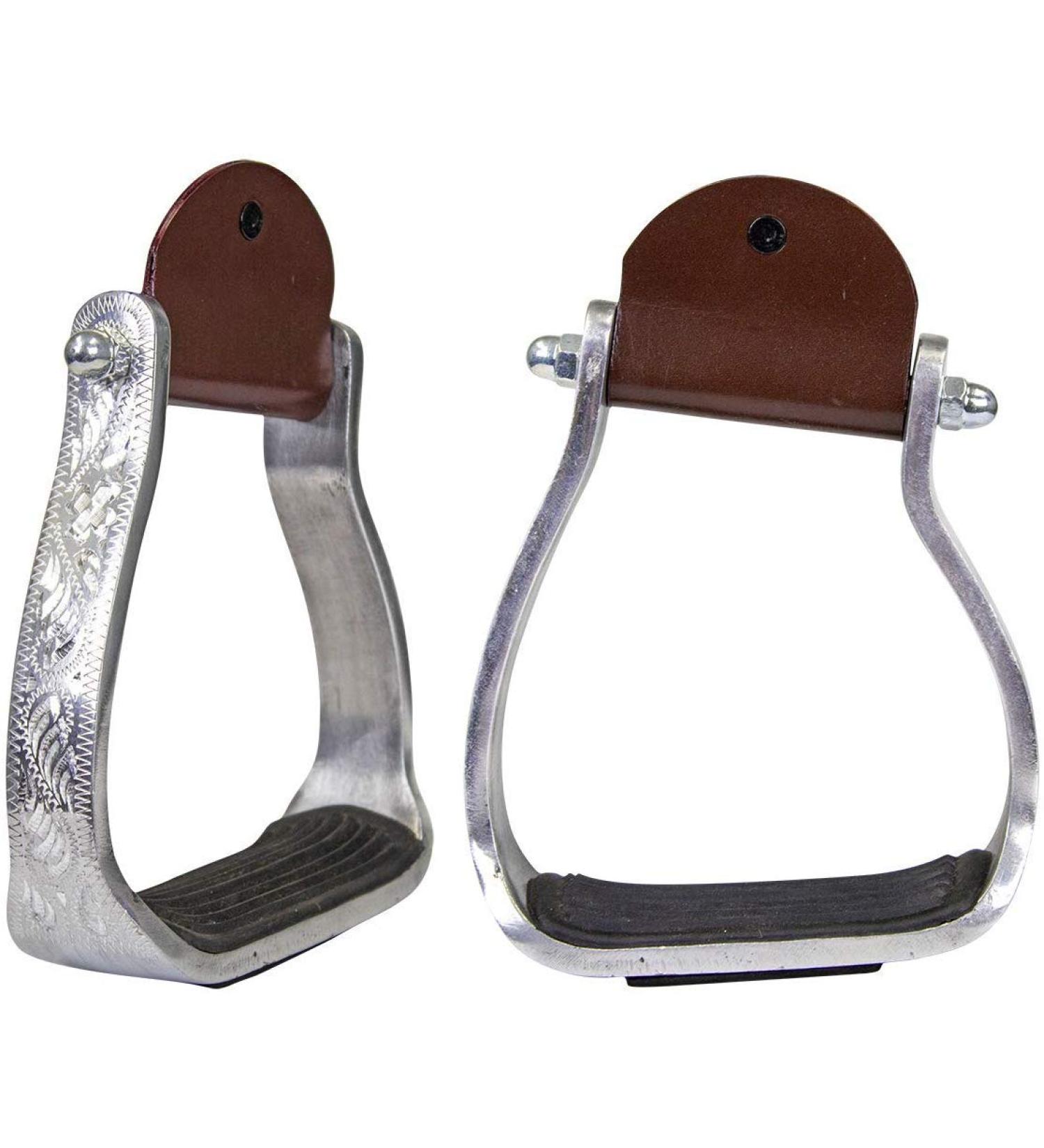 Tahoe Tack Angled Engraved Knee Relief Western Show Stirrups - Comfort and Style for Western Riders - Buy Online on GoSupps.com