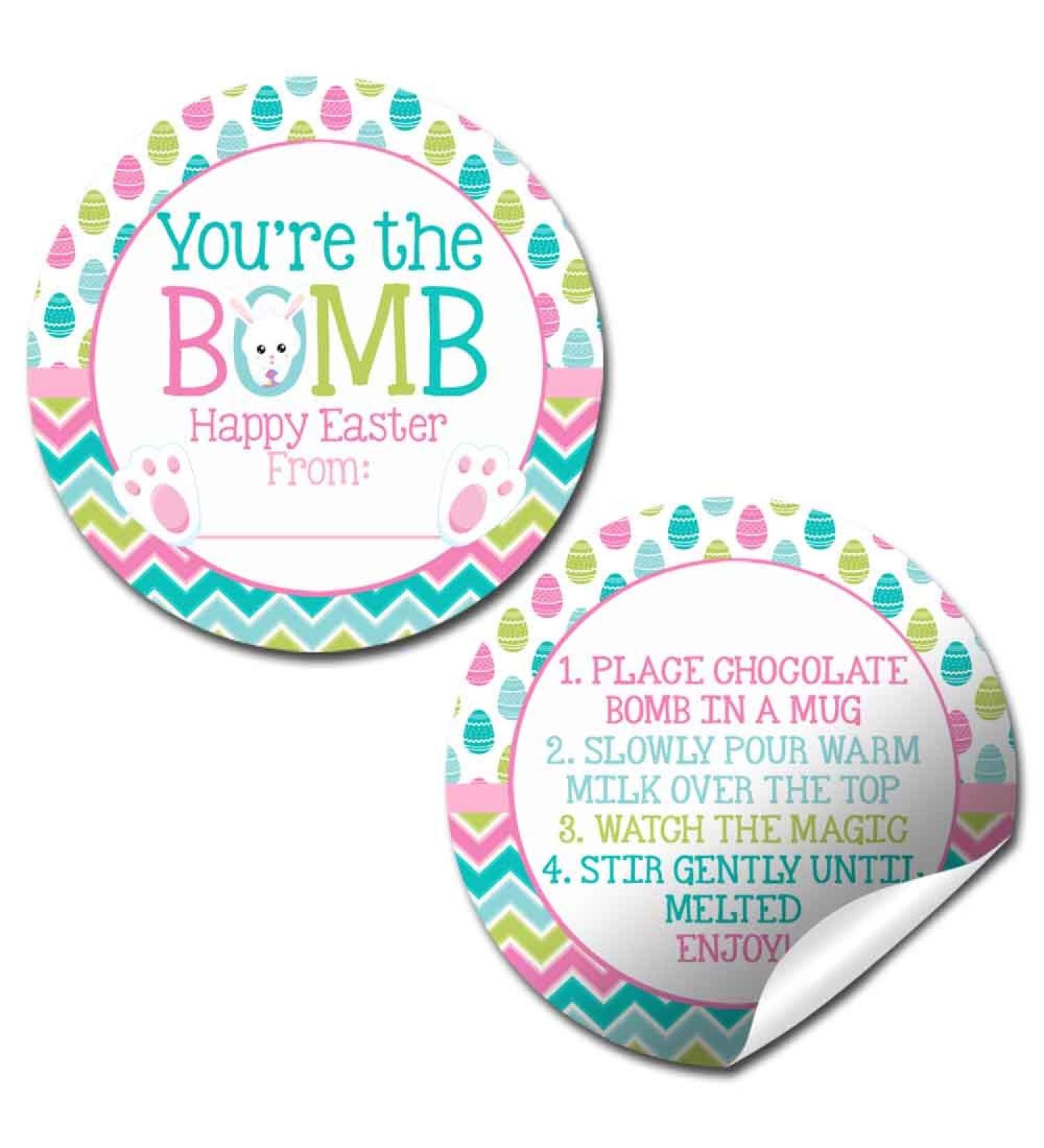 You're The Bomb Cute Bunny & Easter Egg Themed Happy Easter Hot Cocoa Bomb Sticker Labels  Total of 40 2 Circle Stickers (20 sets of 2) by AmandaCreation - Buy Online on GoSupps.com