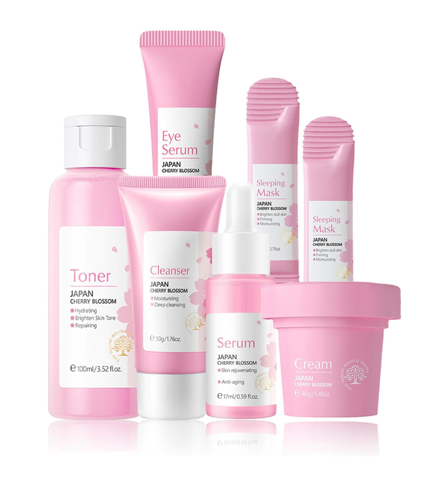 Skin Care Set for Teenage Girls Sakura Skincare kits Pamper Sets For Women Gifts Skin Care Sets & Kits with Cleanser Face Serum Face Cream Toner Eye Cream Mask (SetB) - Buy Online on GoSupps.com