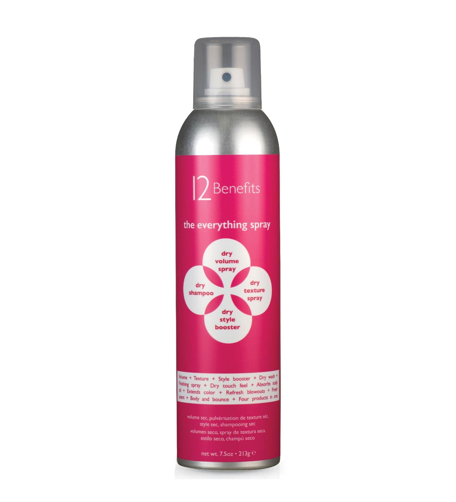 12 Benefits The Everything Hair Spray 4-in-1 Dry Shampoo for Hair Texture Volume Style Boost and Dry Wash - Refreshes Blowouts & Extends Color - All in One Hair Spray Made in USA (7 Oz) - Buy Online on GoSupps.com