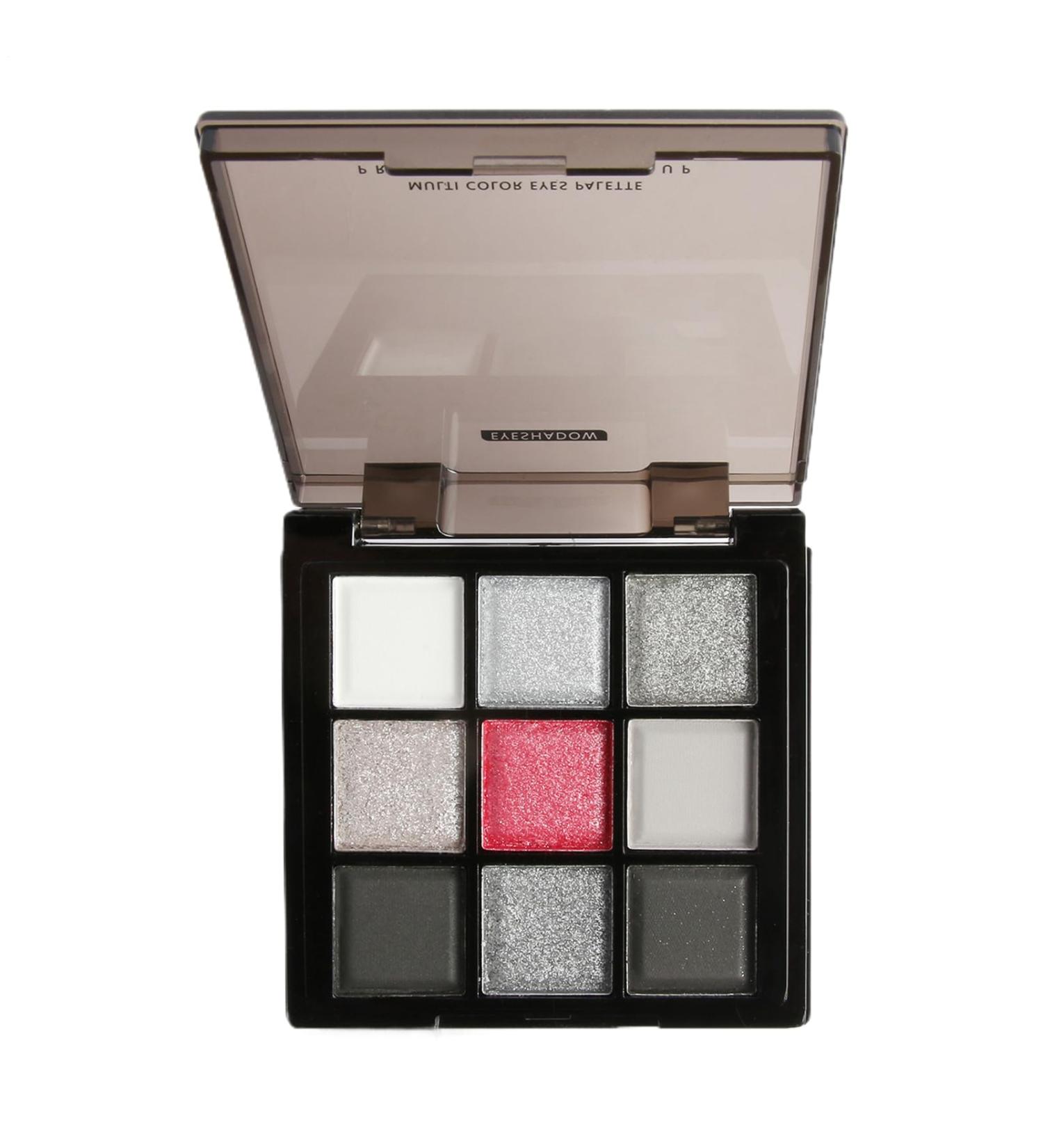 Silver Grey Eyeshadow Palette - Dark Shimmer Hue Rich Pigment Powder Silky Blend Formula Sparkling Metallic Glow | 9 Colors Eye Makeup Long Lasting - Buy Online on GoSupps.com
