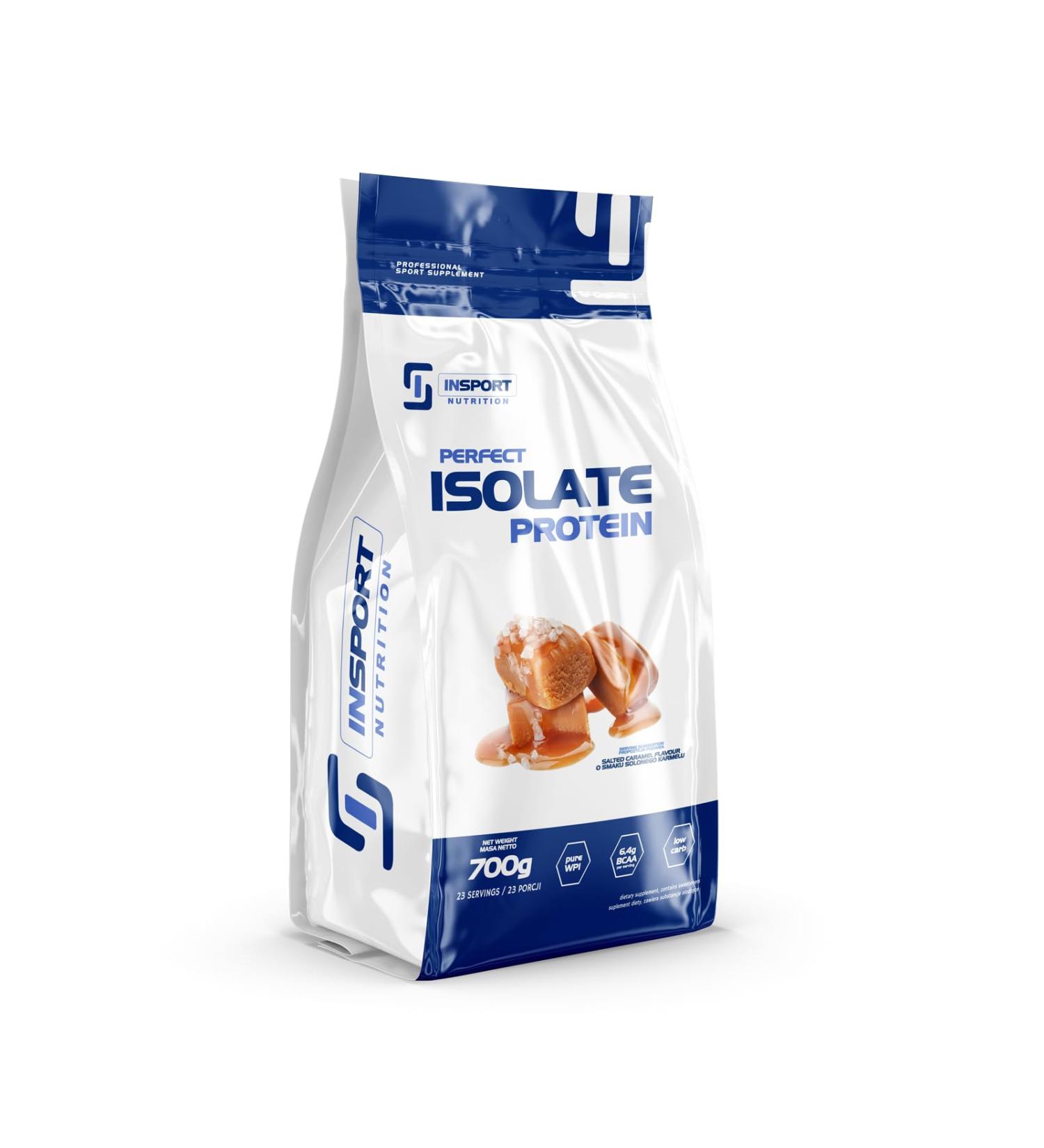  INSPORT Nutrition PERFECT ISOLATE PROTEIN - Professional Sports Supplement - Protein Isolate - BCAA - EAA - Pure WPI - 23 Servings - 700g Powder - Taste: (Salted Caramel) - Buy Online on GoSupps.com