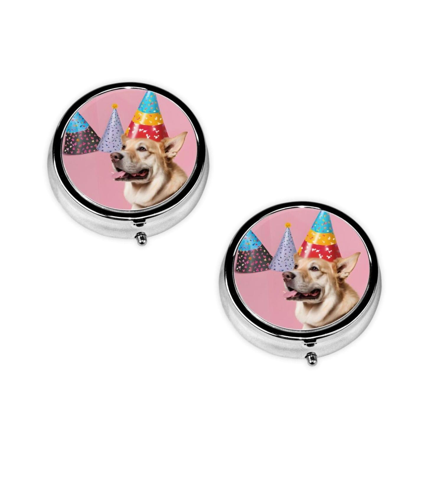 French Bulldog Print Round Pill Box | 3 Compartment Portable Travel Medicine Organizer & Vitamin Holder - Buy Online on GoSupps.com