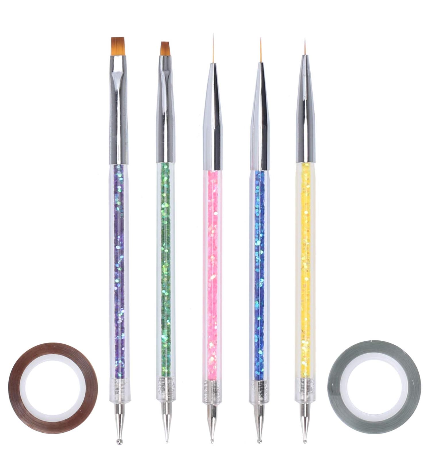 Nacaikj 7pcs Nail Art Brush Set - Dotting Tools & Liner Brushes for UV Gel & Acrylic Manicures | Perfect Nail Accessories for Creative Nail Design - Buy Online on GoSupps.com