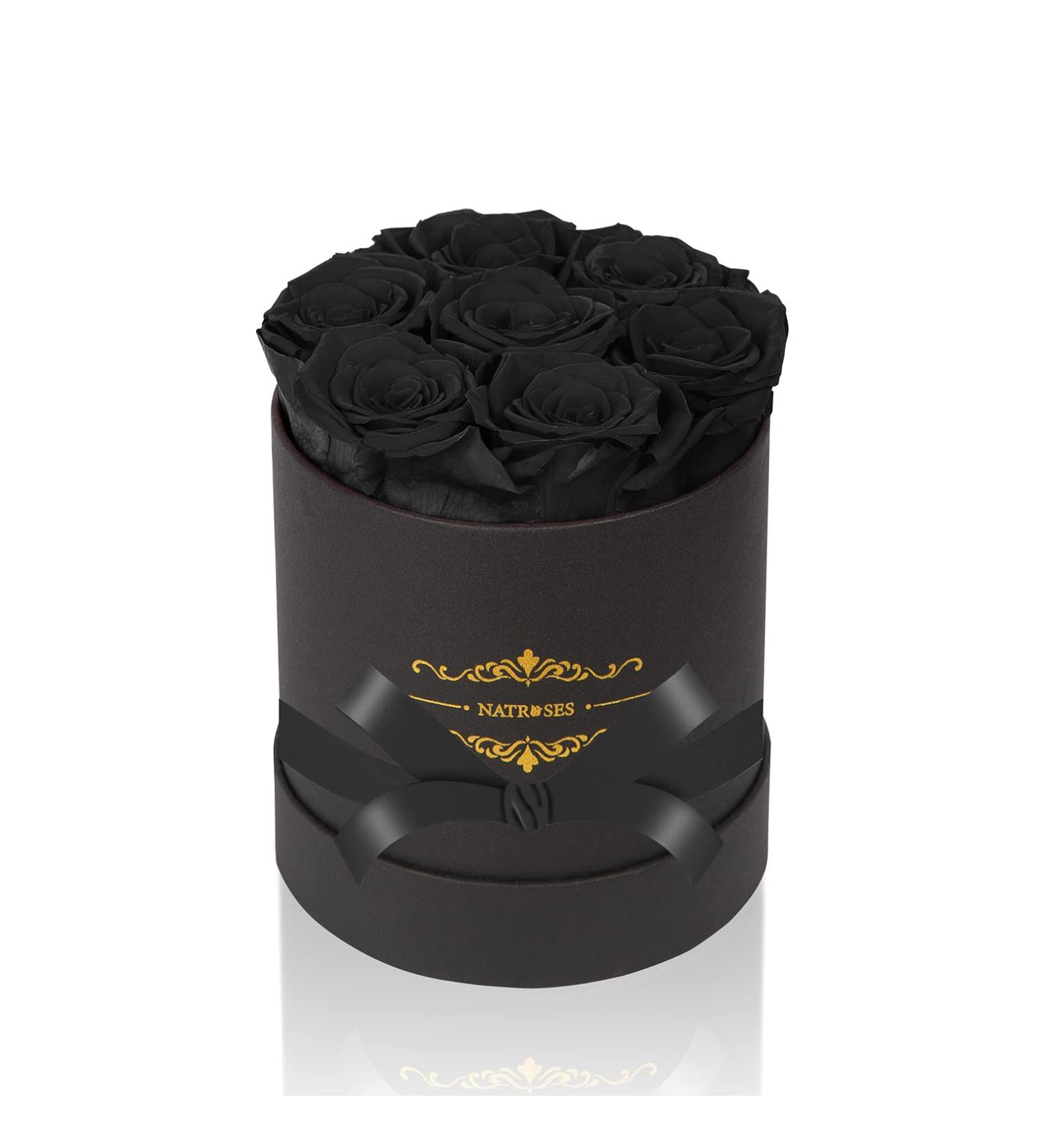 NATROSES Preserved Real Roses in Box - Long Lasting Up to 3 Years - Black Medium | Perfect Valentines Day Gift for Her - Buy Online on GoSupps.com