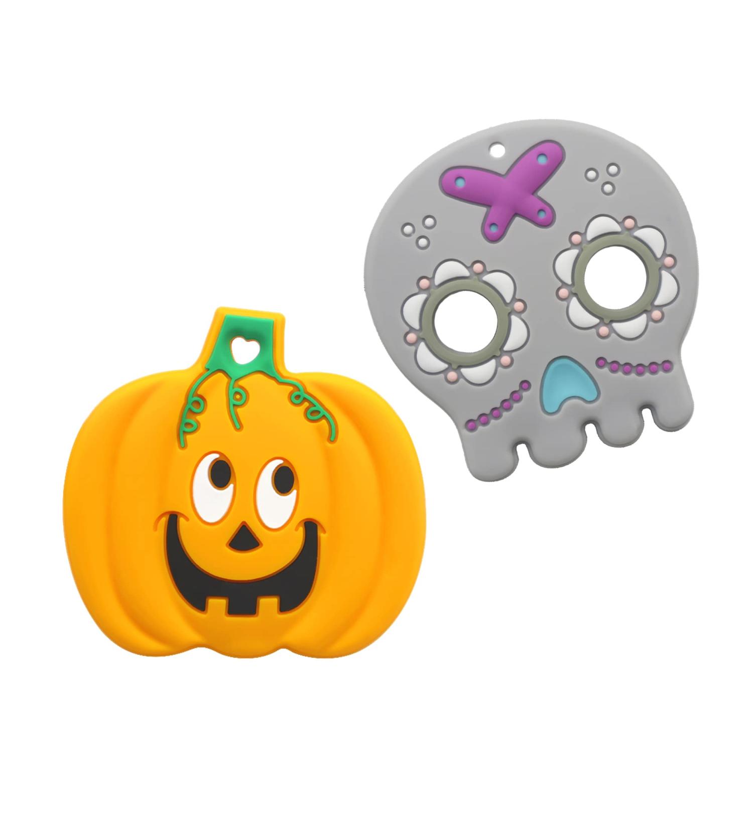 Sensory Chew Necklace for Kids 2 Pack Silicone Baby Teether Toys Santi & Me Teething Toys for Babies Halloween Toys Xmas Christmas Gift(Halloween teether) - Buy Online on GoSupps.com