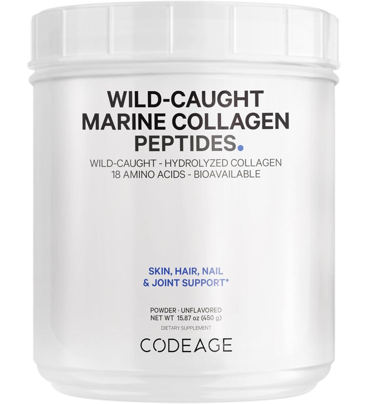Codeage Marine Collagen Powder - Wild-Caught Hydrolyzed Fish Collagen Peptides - Type 1 & 3 Collagen Protein Supplement - Amino Acids for Skin, Hair, Nails - Paleo Friendly, Non-GMO, 15.87 Ounces - Buy Online on GoSupps.com