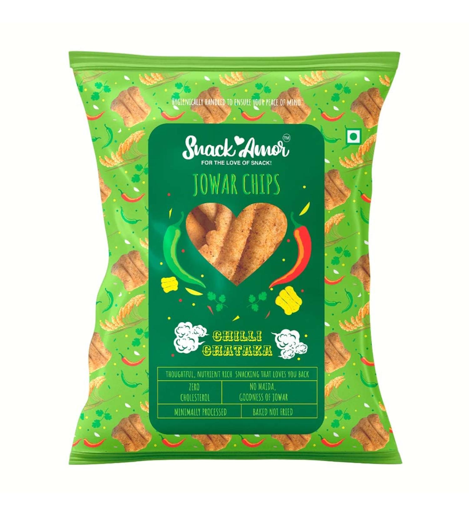 SnackAmor Jowar Chips Value Packs Chilli Chataka 25g - Buy Online on GoSupps.com