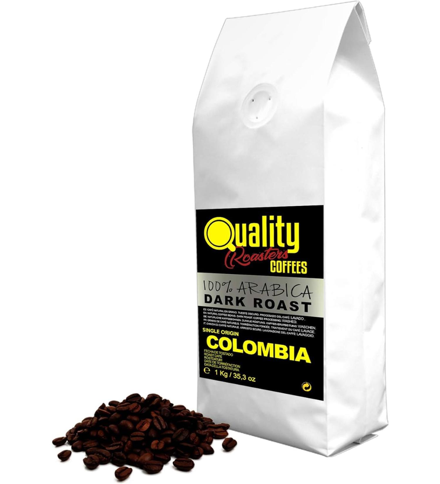Quality Roasters Coffees. Natural Coffee Beans. Dark Roast. 100% Arabica. Single Origin Colombia. Hand Roasted. Dark Roast. (1000.00 Grams) - Buy Online on GoSupps.com