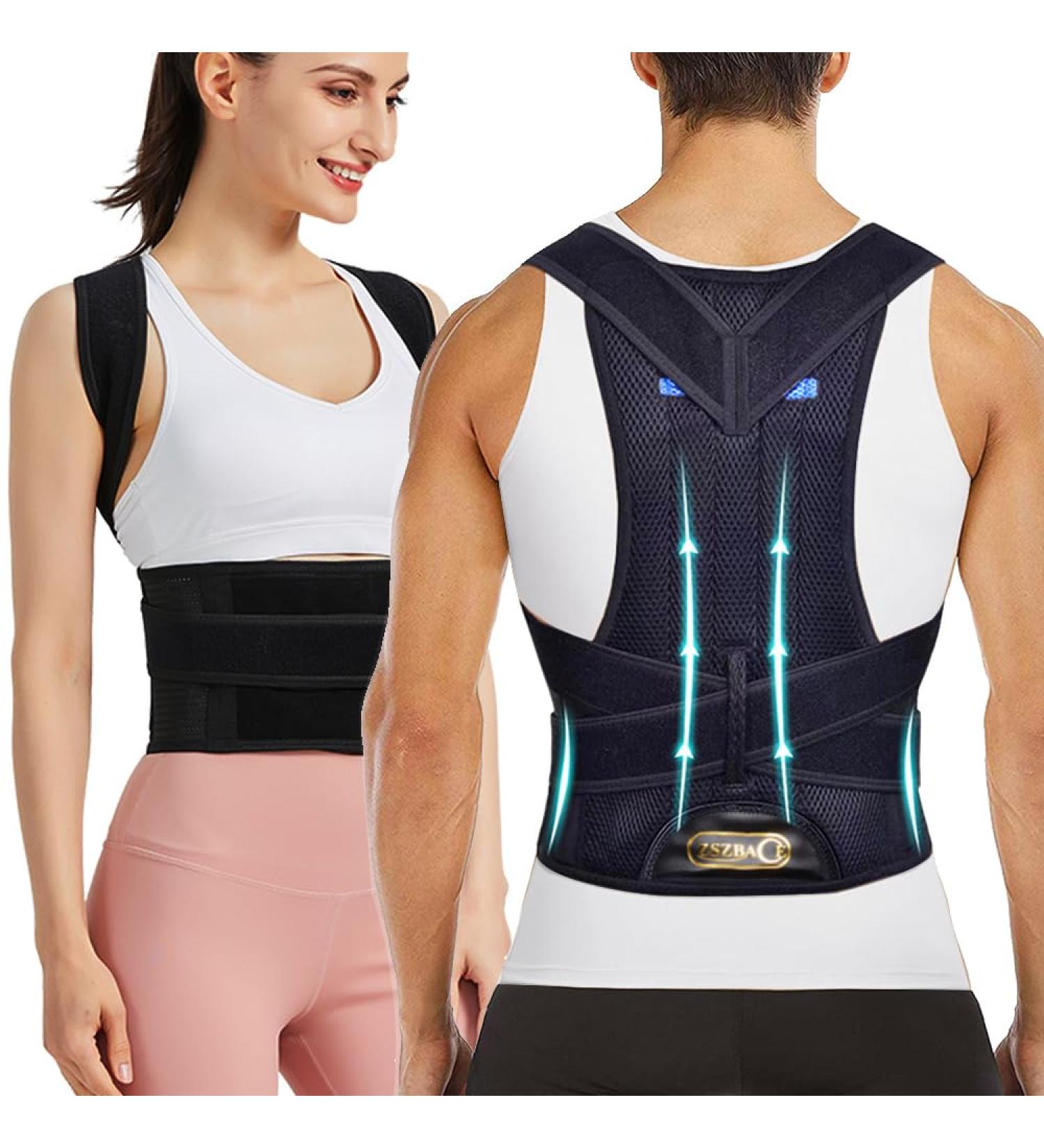 ZSZBACE Adjustable Posture Corrector for Women and Men - Back Straightener Upper Lower Back Brace with Back Support Belt for Neck Shoulder Pain - XXL - Buy Online on GoSupps.com