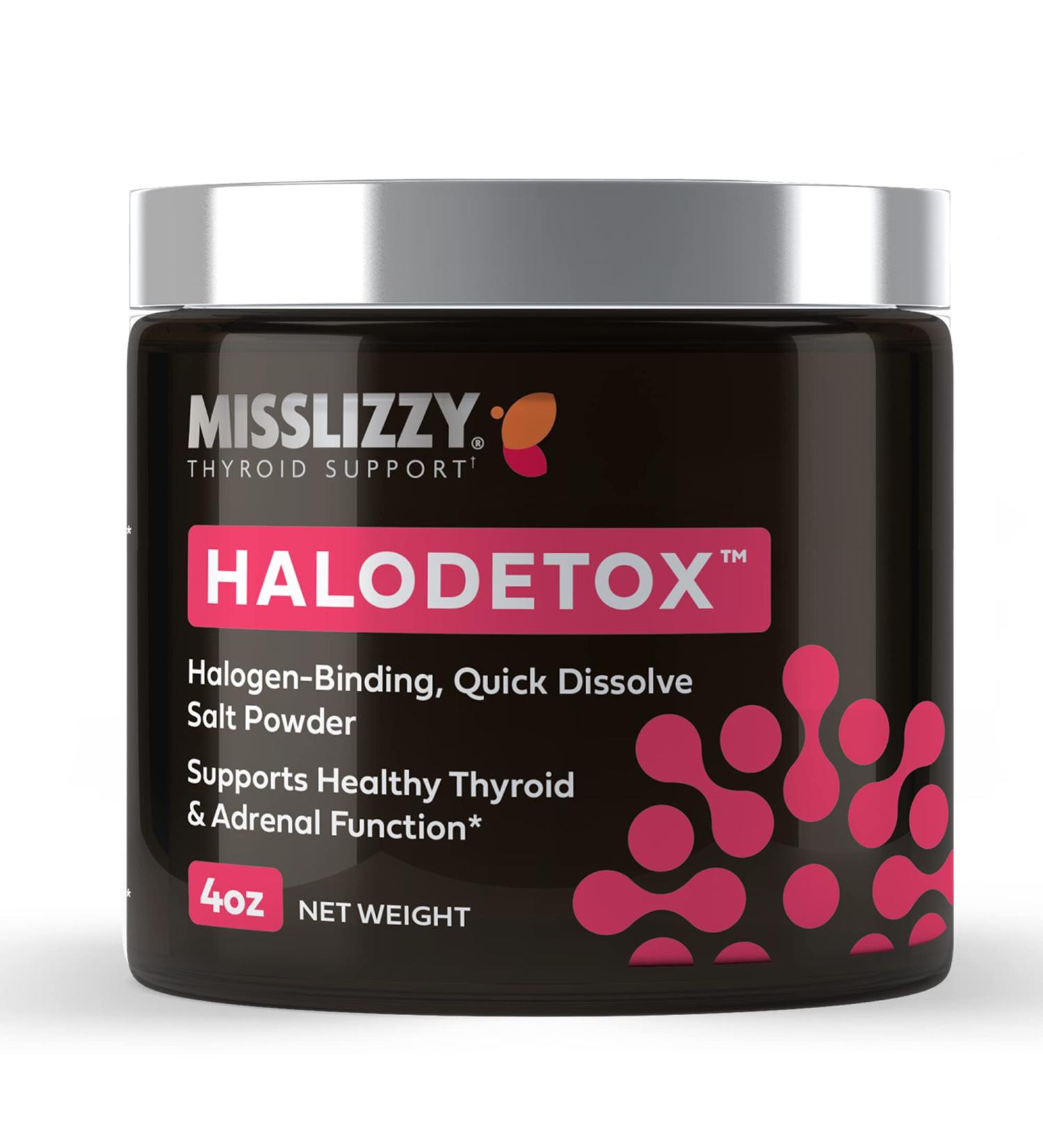 Miss Lizzy HaloDetox Pure Unrefined Pink Salt Powder with 80 Minerals to Halogen Detox Bromine Chlorine & Fluoride Replenish Electrolytes & Support Healthy Thyroid & Adrenal Functions 4oz - Buy Online on GoSupps.com