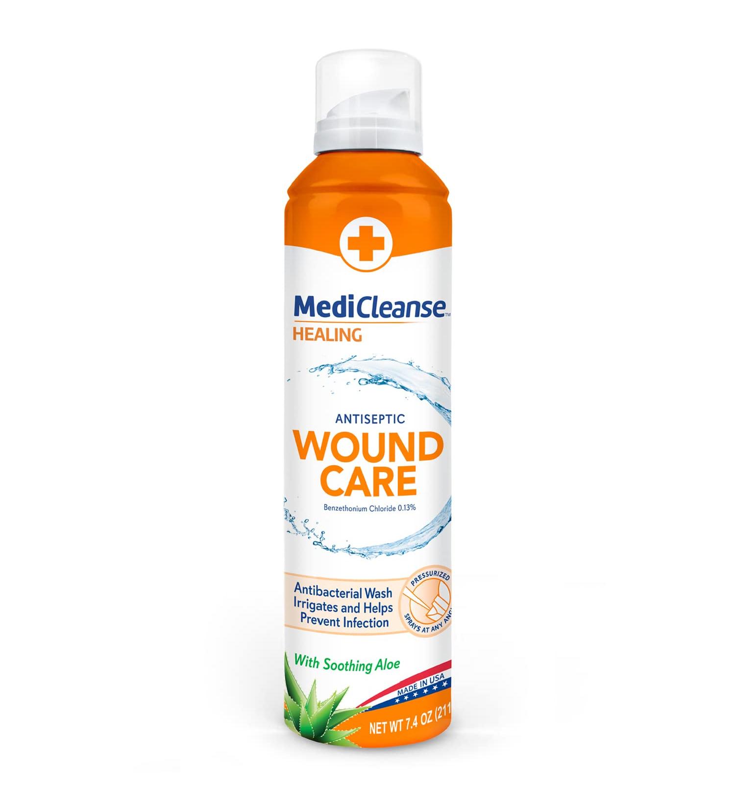 MediCleanse First Aid Antiseptic Spray 7.4 oz - Prevents Infection, Heals Cuts, Scrapes, Burns - Buy Online on GoSupps.com
