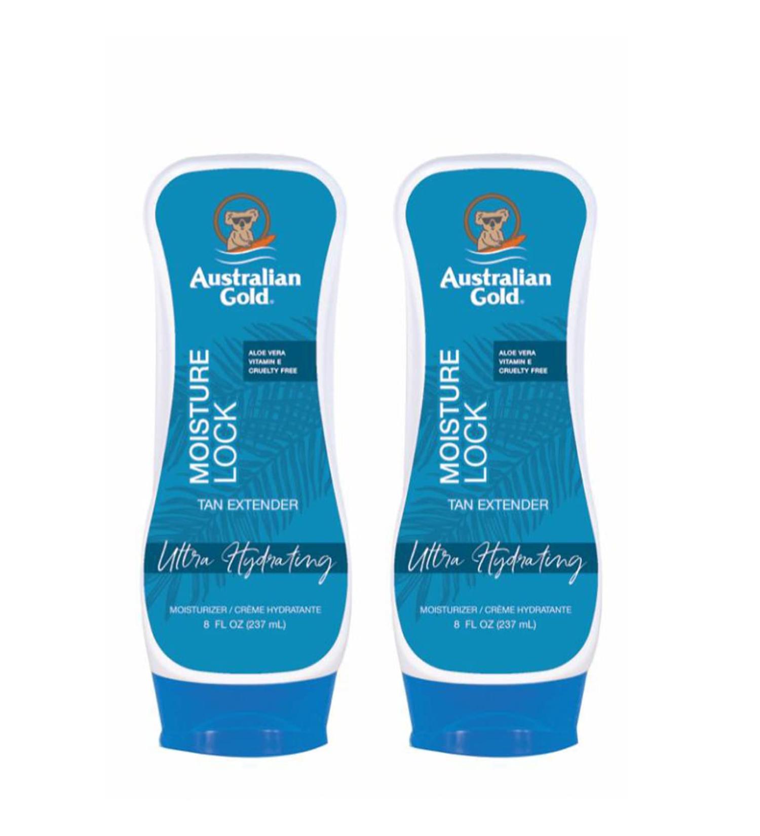 Australian Gold Moisture Lock Tan Extender 8 Ounce 2 Pack| Nourish Skin and Lock in Color | Enriched with Aloe & Vitamin E