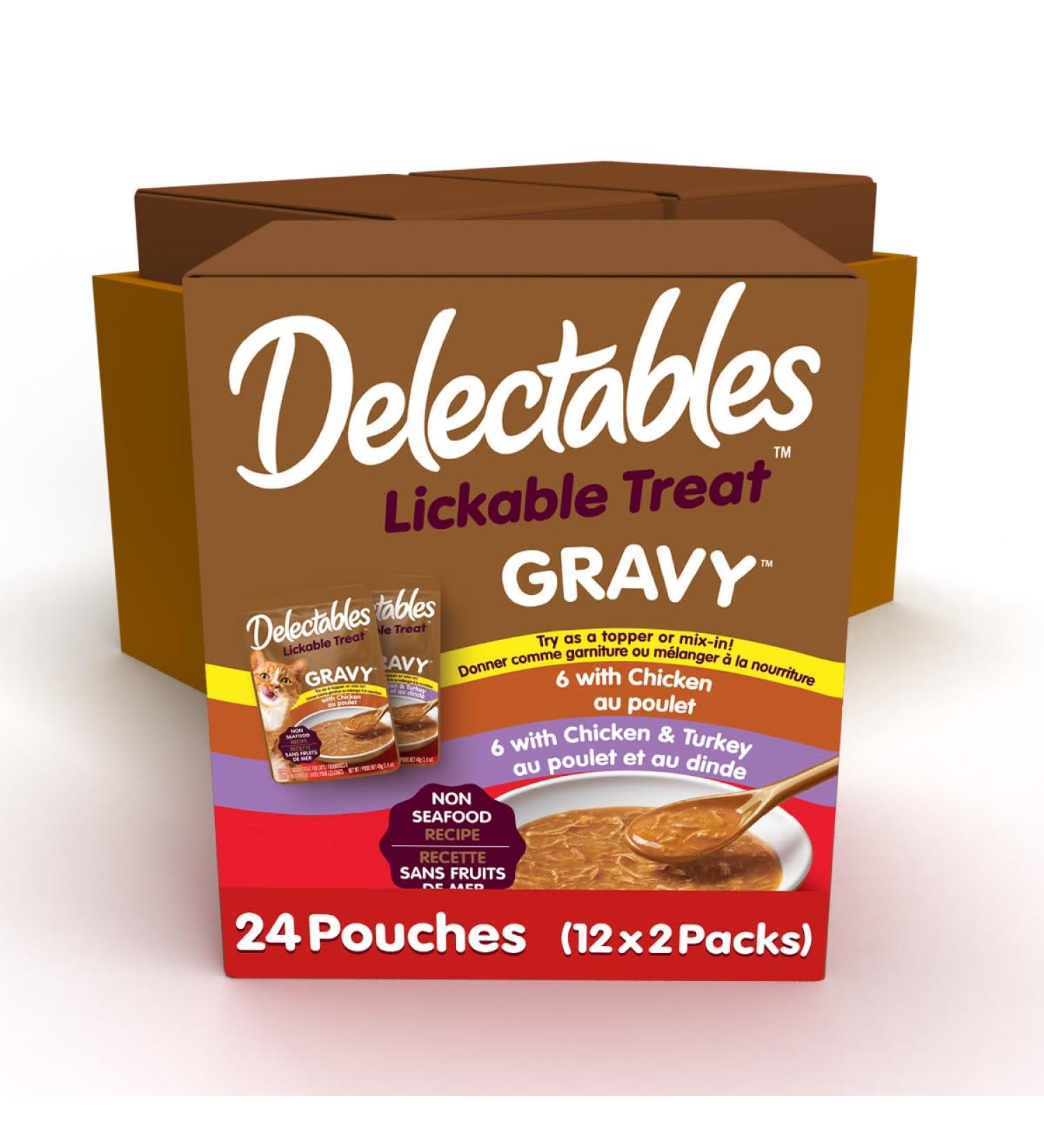 Hartz Delectables Gravy Non-Seafood Lickable Wet Cat Treats Chicken Flauvor Variety 24 Pack - Buy Online on GoSupps.com