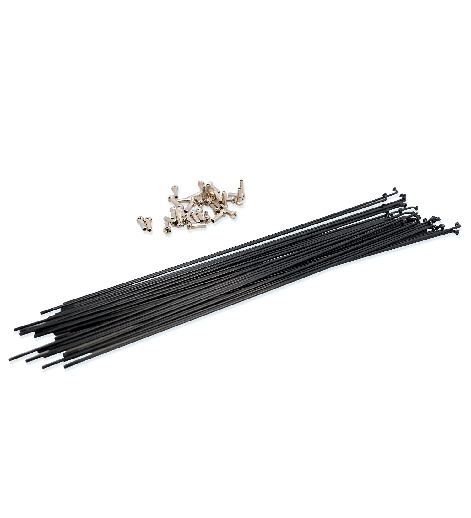 JGbike 36pcs 14G Spokes Stainless Steel Sand Blast ED Black, with CP Copper Nipples for Bicycle MTB Wheels HUBs 287mm