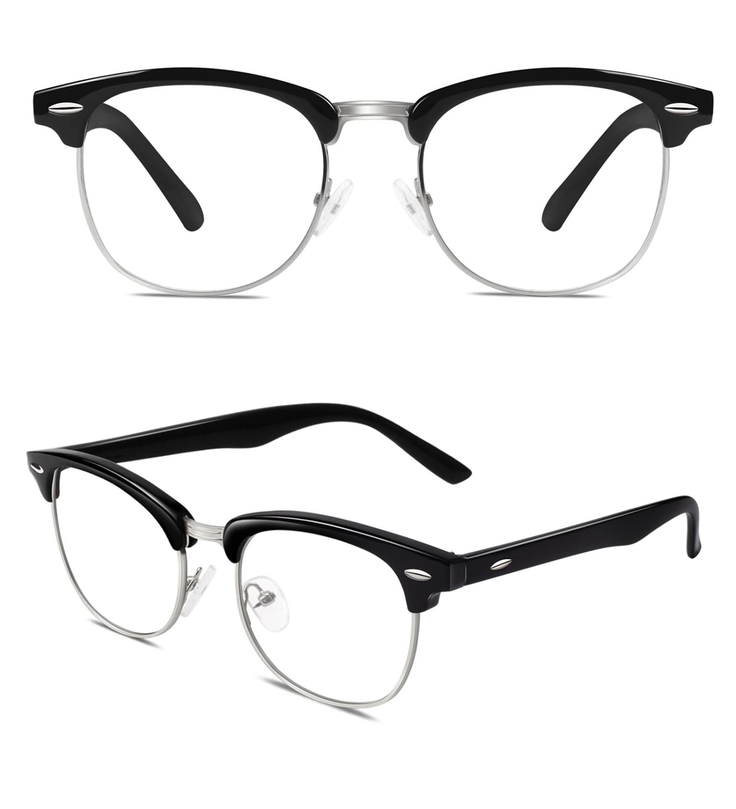 Shop CGID 50s Retro Nerd Glasses - Stylish Half Frame Horn Glasses | Rockabilly Geek Style in Glossy Black | International Shipping Available - Buy Online on GoSupps.com