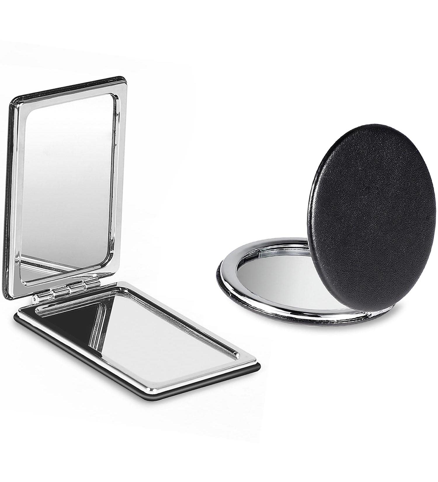 WantGor Compact Mirror 2 Pack - Travel Makeup Mirrors for Men and Women, Portable Double-Sided Pocket Mirror in Black Round Design - Buy Online on GoSupps.com