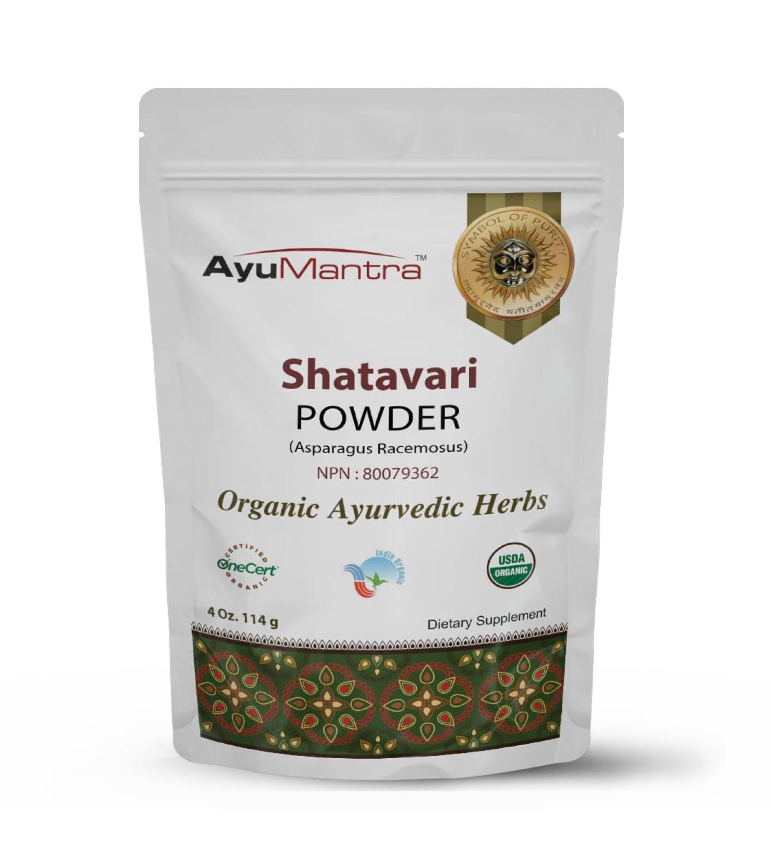 Ayumantra Organic Shatavari Powder (Asparagus racemosus) - Organic & Natural - 114 gms - Buy Online on GoSupps.com