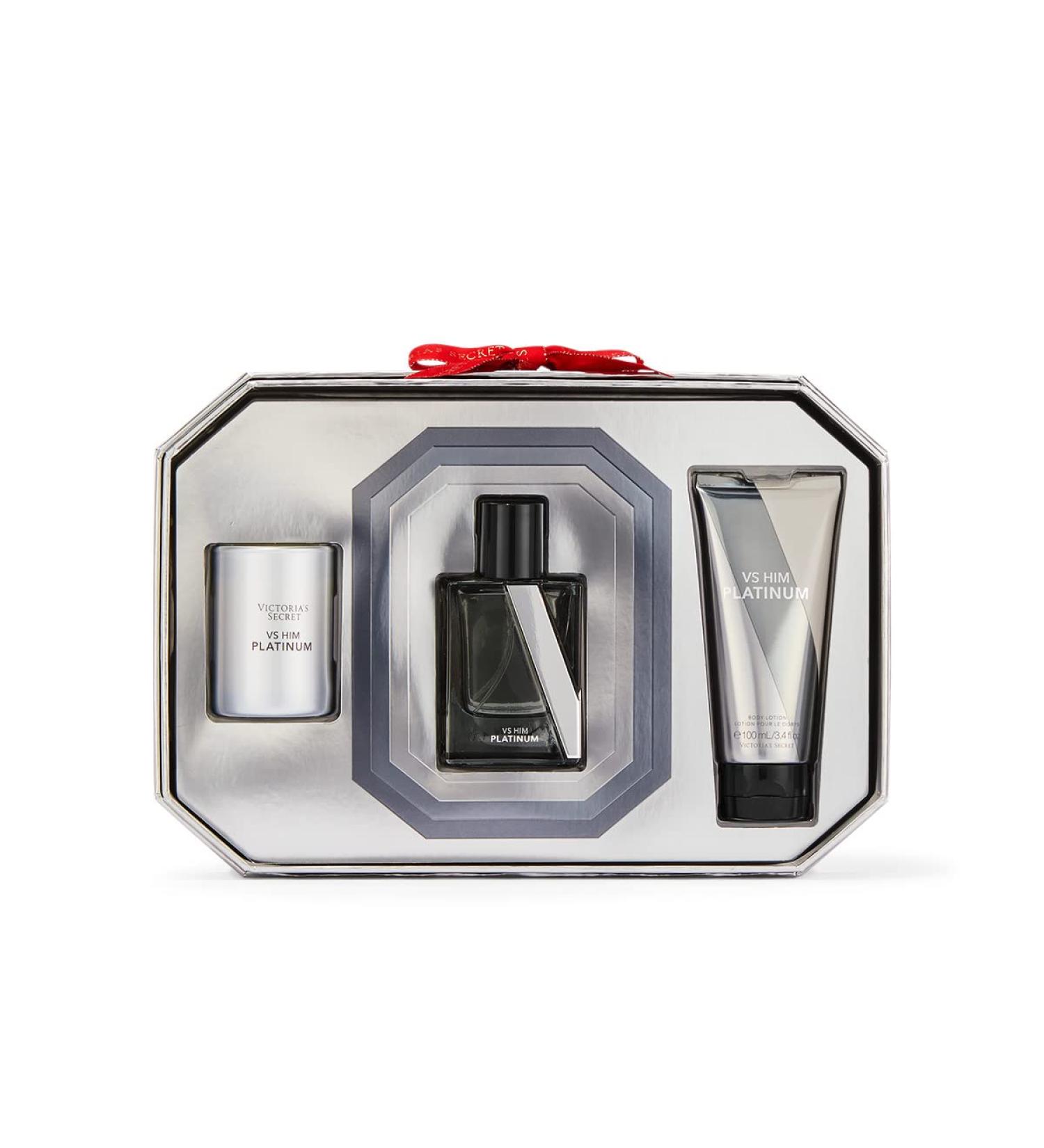 Victoria's Secret Platinum 3-Piece Luxe Fragrance Gift Set - 1.7 oz Cologne, Travel Lotion & Candle 4.35 Fl Oz - Buy Online on GoSupps.com