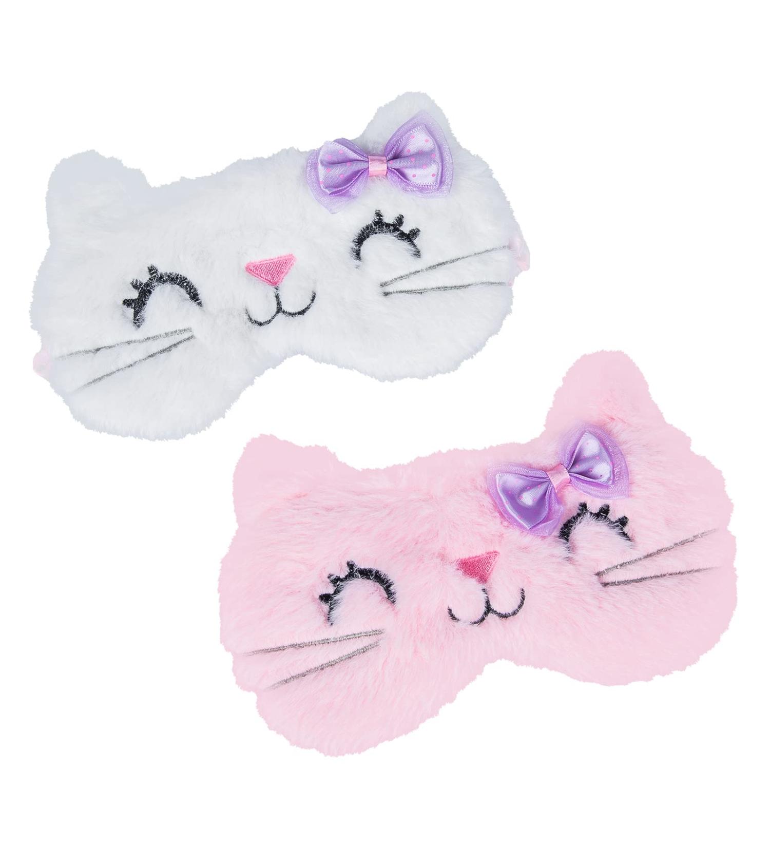 DAZAIGE 2-Piece Soft Plush Cartoon Cat Eye Masks for Women, Girls, and Kids - Perfect for Home, Travel, and Rest - Pink/White - Buy Online on GoSupps.com