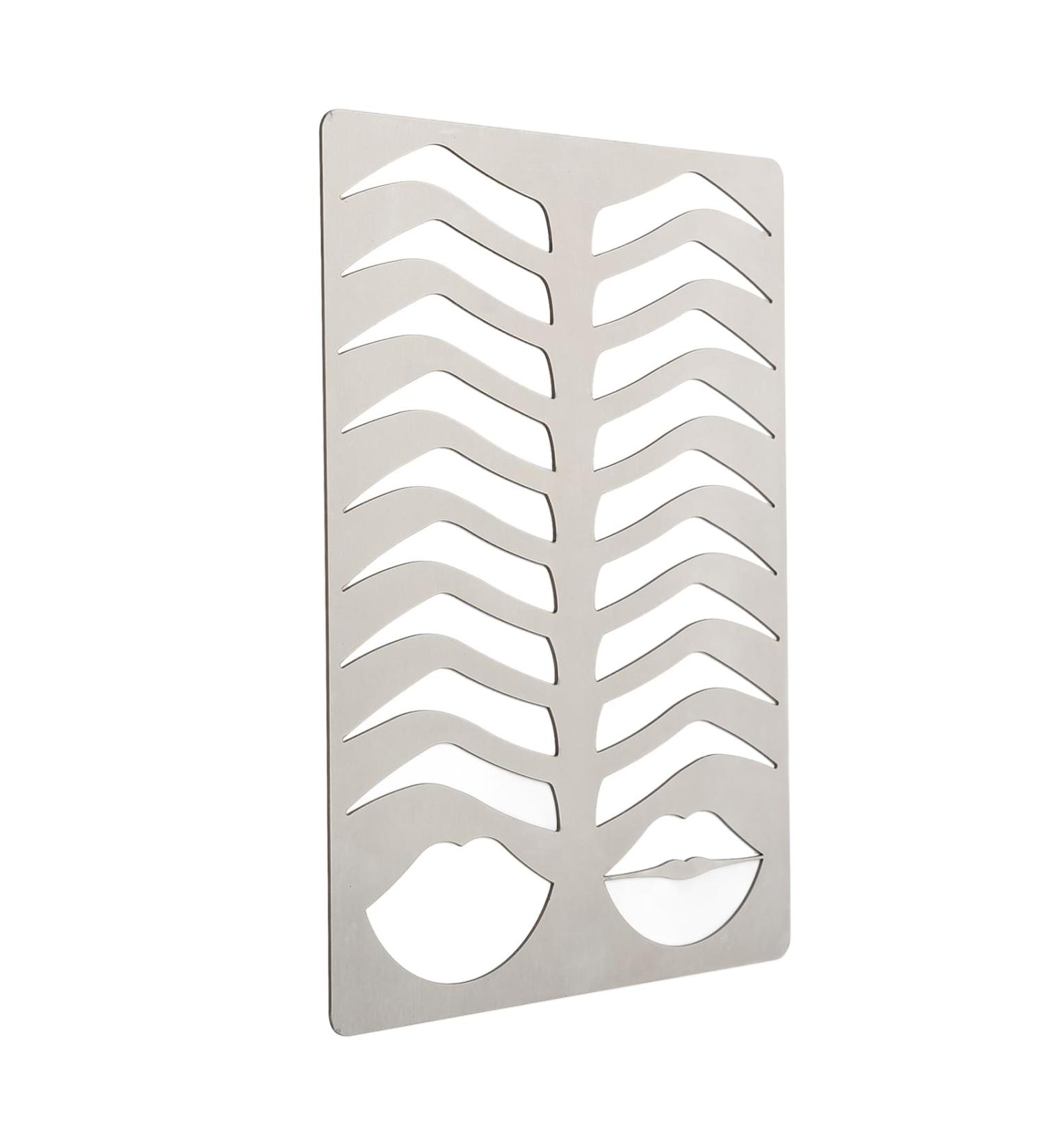 Brow Lips Template Brushed Silver Easy Cleaning Durable Stainless Steel Eyebrow Lip Stencils Thickened for Salon - Buy Online on GoSupps.com