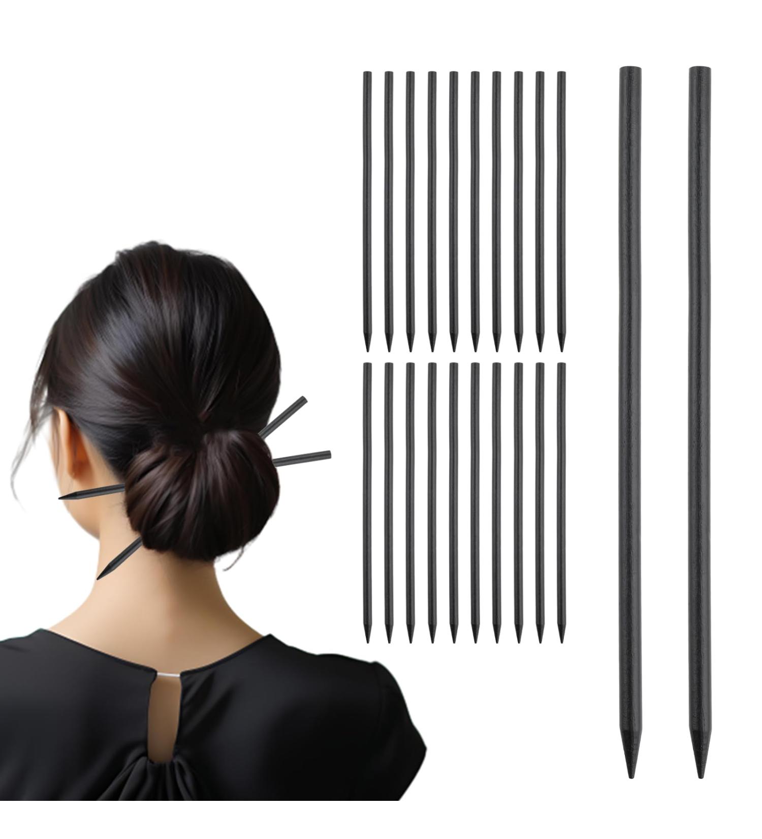 22 Pieces Wood Hair Sticks Chopsticks Pencil Hair Sticks Chopstick Black Long Hairpins Chinese Hair Chopsticks Hair Clips for Bun Hairstyles Decorative Accessories for Women Girls - Buy Online on GoSupps.com